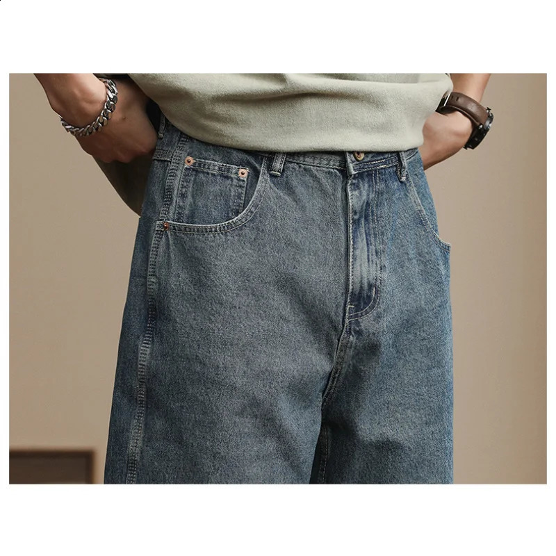 High end fashion Japanese loose harem pants mini tapered casual mens jeans 240821