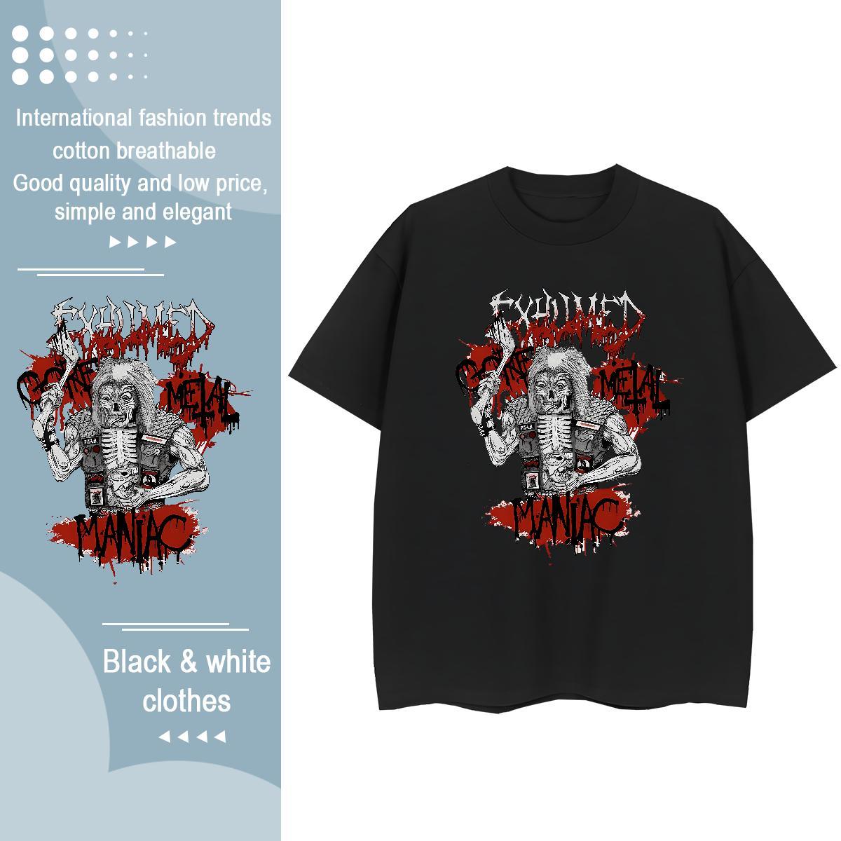 Brand Tshirt for Man Woman 230g Cotton scary Home Outdoor T Shirt For Woman Round Neck Short Sleeve Anime Oversized Tops Tees