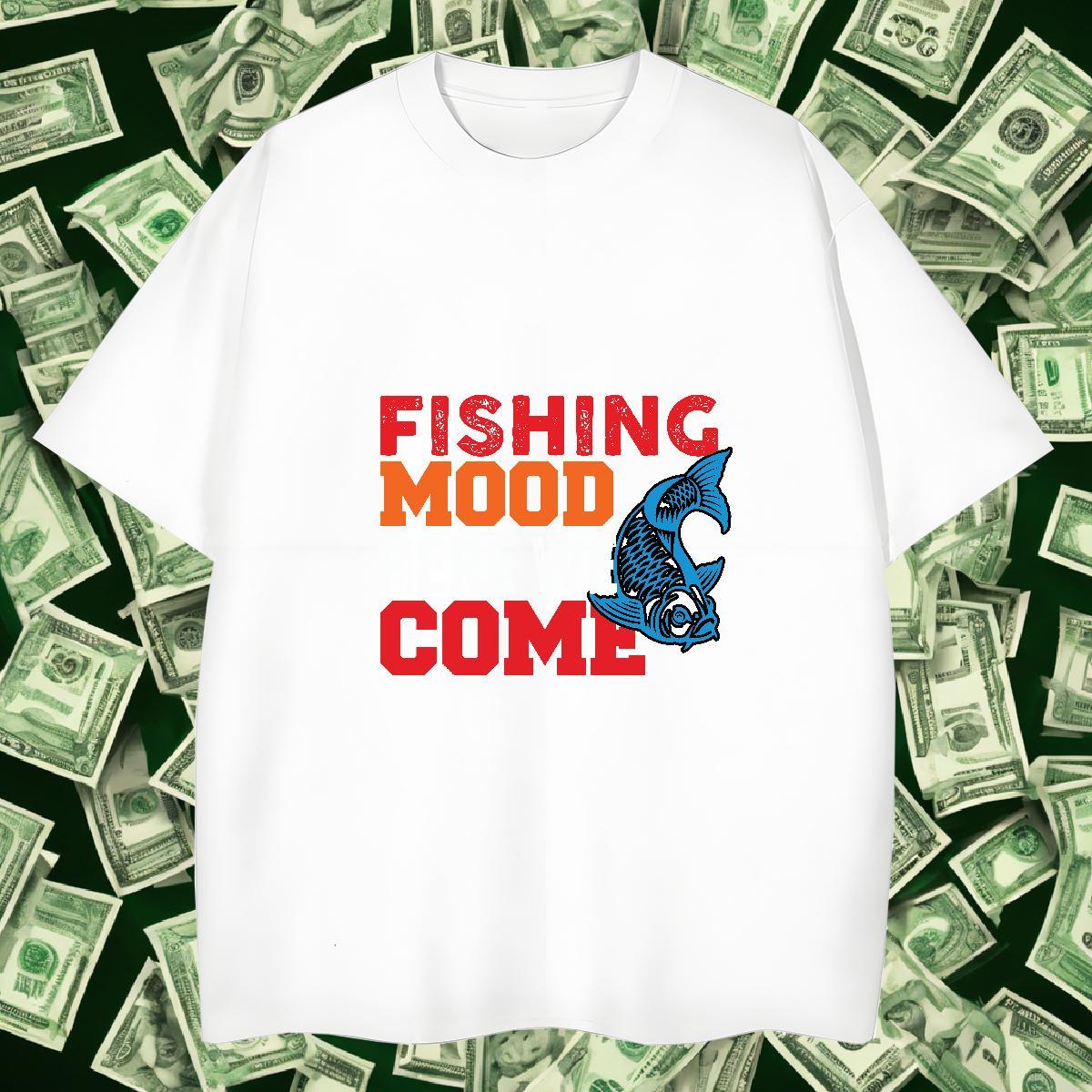 Comfortable Men Tops Tees Hip Hop Street 100% Cotton 230g Black Oversized Breathable Short Sleeve fish T shirt DIY Customized Tshirts