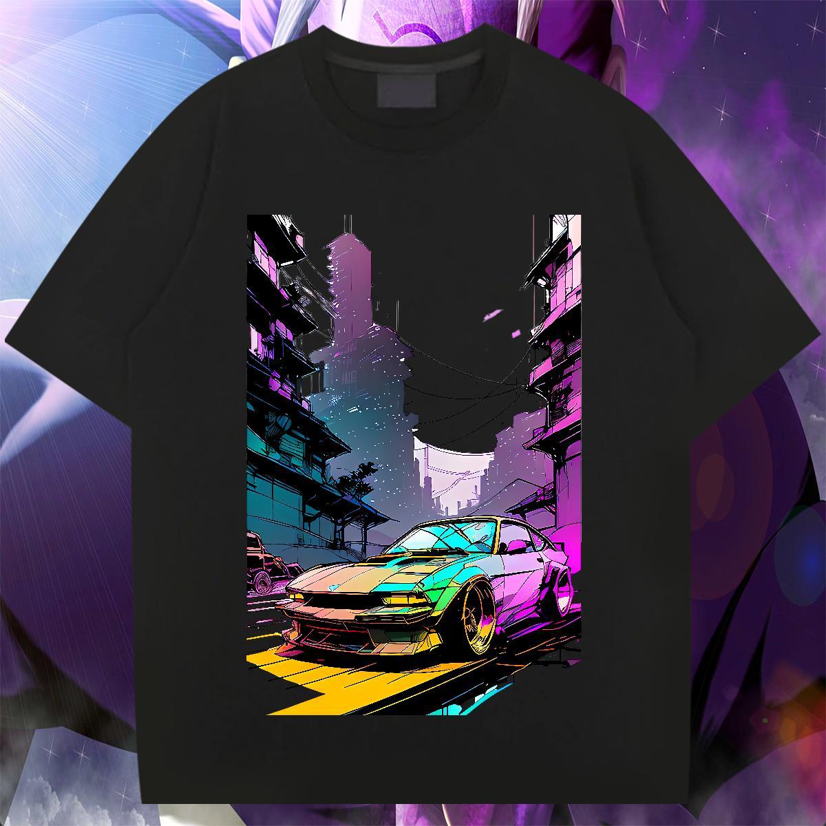 Brand Men Tees Daily Wear 100% Cotton 230g Graphic Crew Neck Breathable car T Shirts Men New Arrival Tops