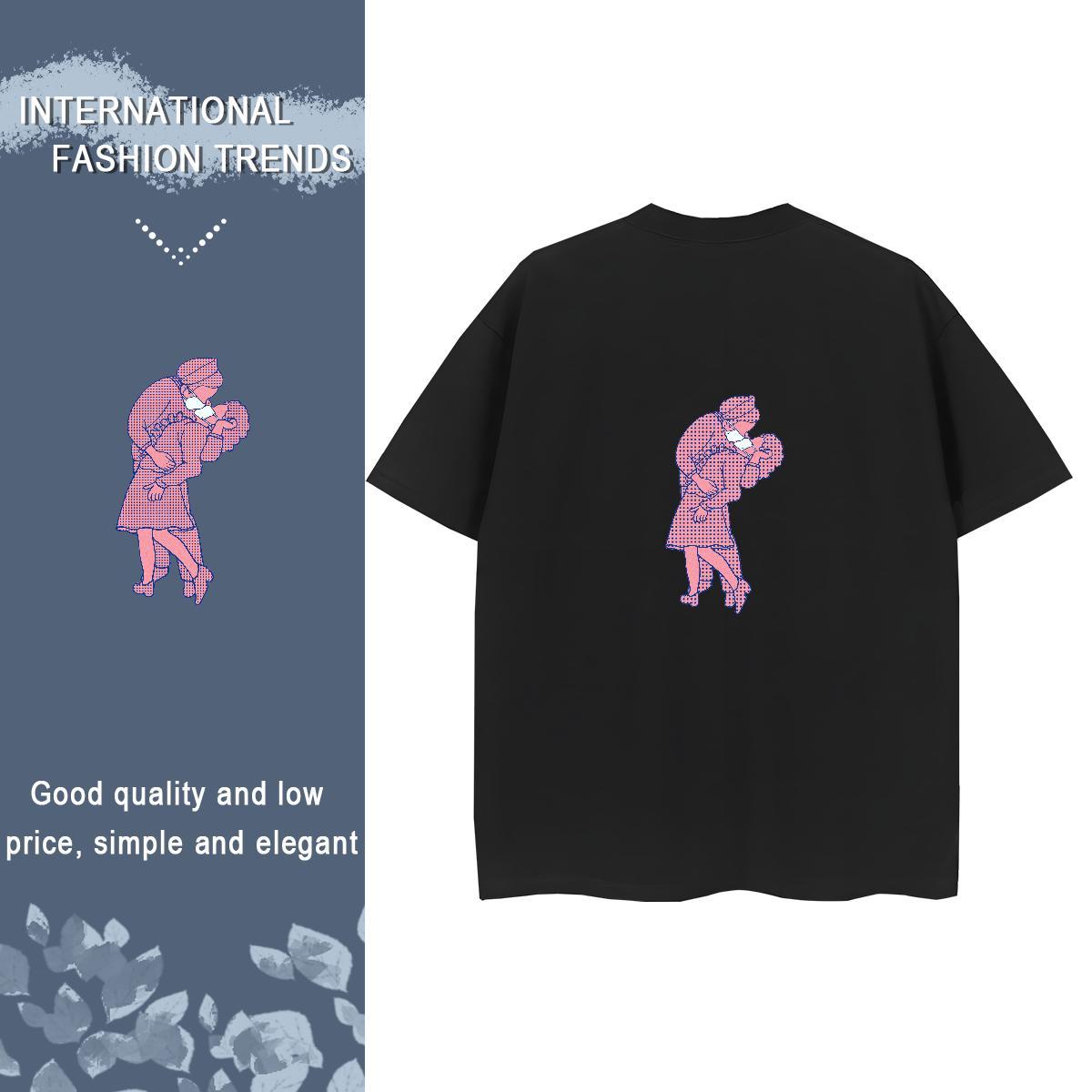 Brand T-Shirts 230g 100% Cotton O-Neck Short Sleeve Daily Outfit portrait Women Tees Designer Floral Print Polos
