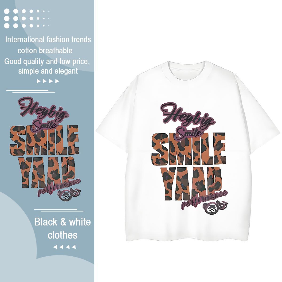 Loose Couples T Shirts 230g 100% Cotton letter Outdoor T-Shirts for Women Breathable Short Sleeve Customized Print Clothings