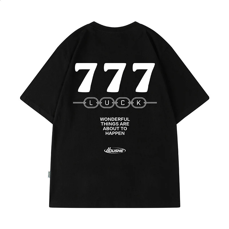 Summer LUCK 7 mens printed Tshirt Y2K streetwear oversized letter hiphop fashion 240822