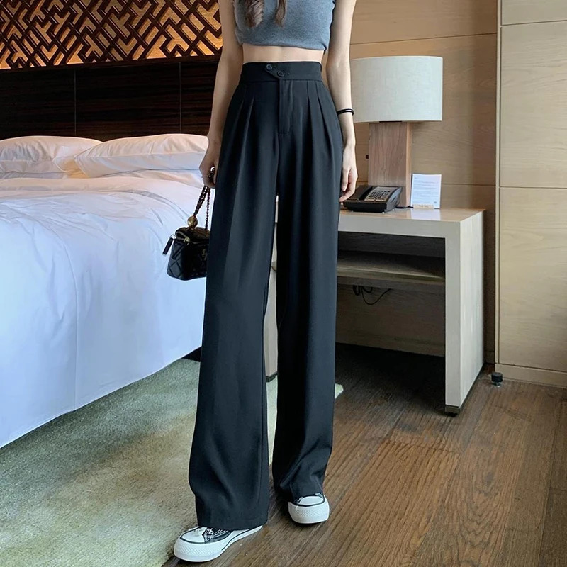 Y2K Wide Leg Pants Women Fashion Oversize Loose 4Xl Suit Pants Spring Korean Office Lady Casual High Waist Trousers 240821
