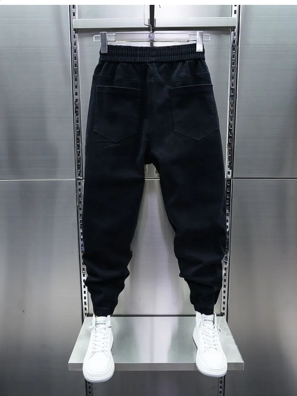 Personalized zipper tear pencil pants black casual harem highquality ed clothing 240821