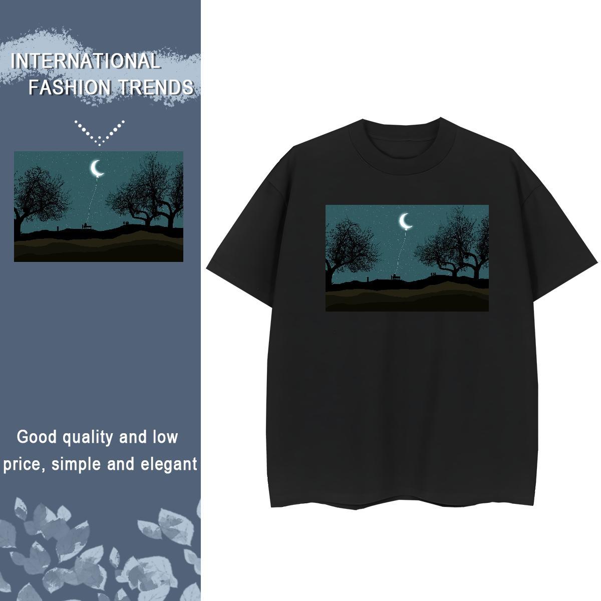 Brand T-Shirts O-Neck Short Sleeve 230g 100% Cotton Woman Tshirt Anime tree Home Outdoor 5A Clothes