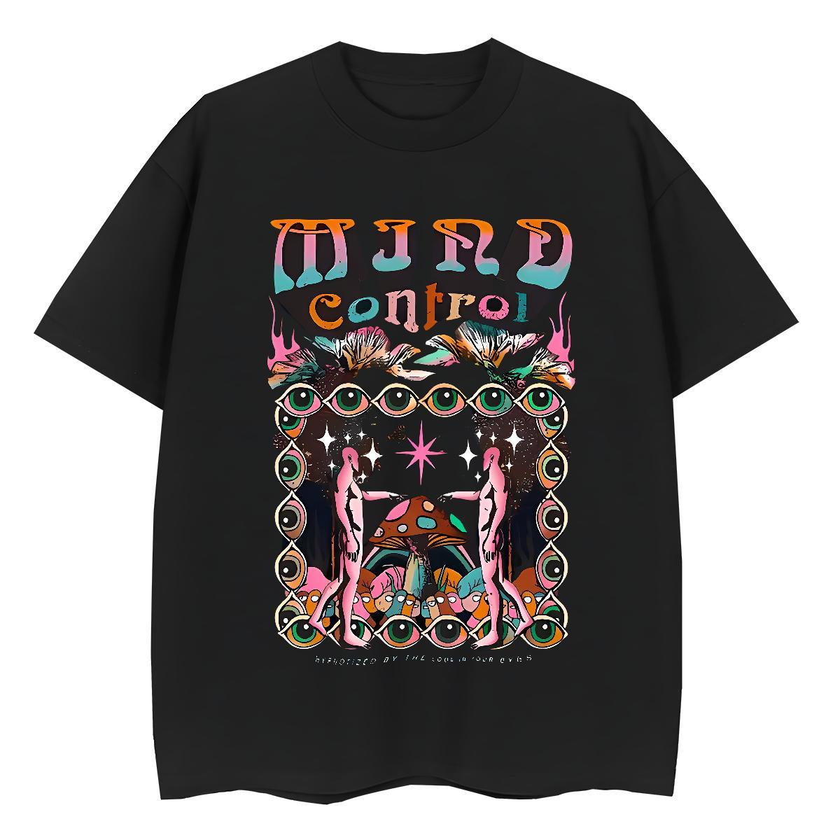 Fashion Woman T Shirts Breathable 230g 100% Cotton Lady T shirt Floral Print mushroom Hip Hop Soft Clothings