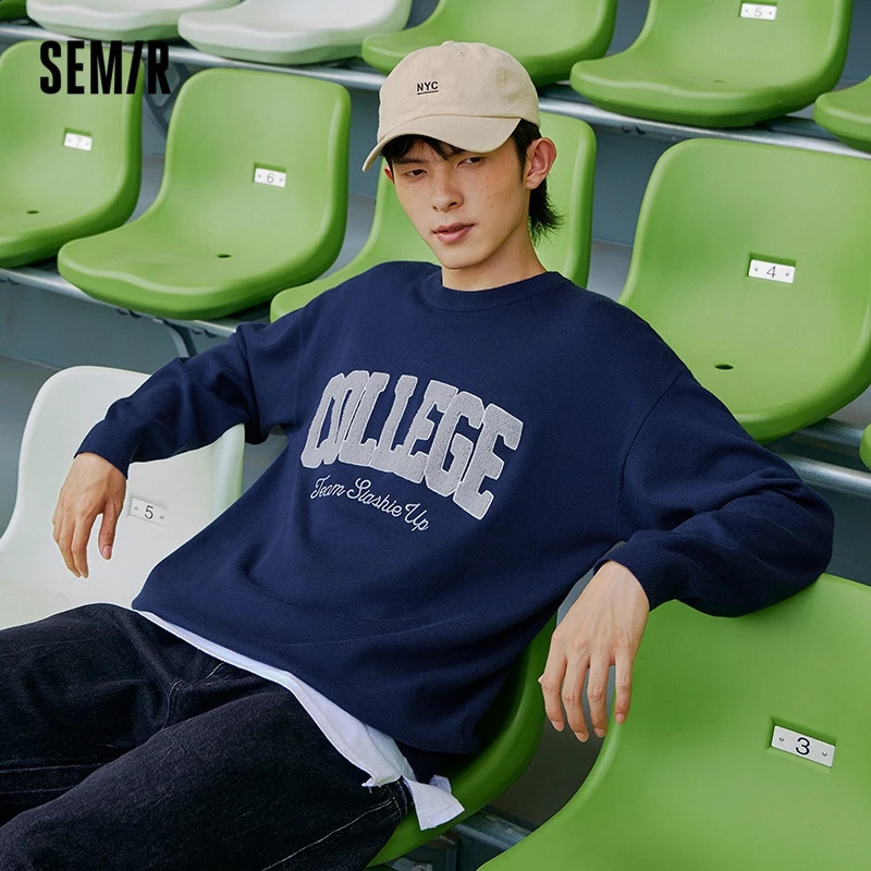Semir Knitwear Men Retro American Fashion Sweater Autumn Winter Round Neck Drop Shoulder Top 240821