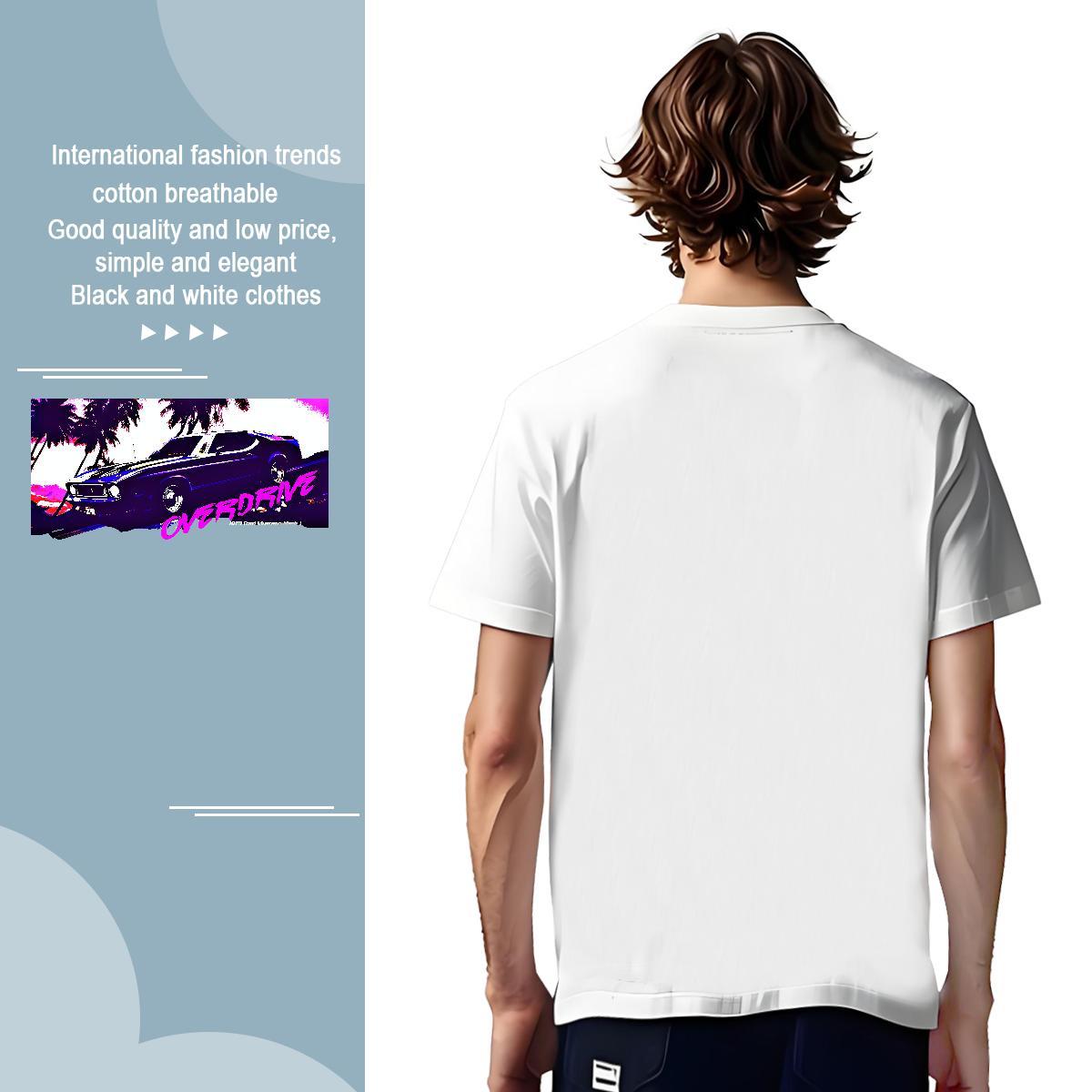 Loose Fit car T Shirts Men Sport Men Tees 230g 100% Cotton DIY Breathable Short Sleeve Cartoon Printing L-4XL Tees Shirts