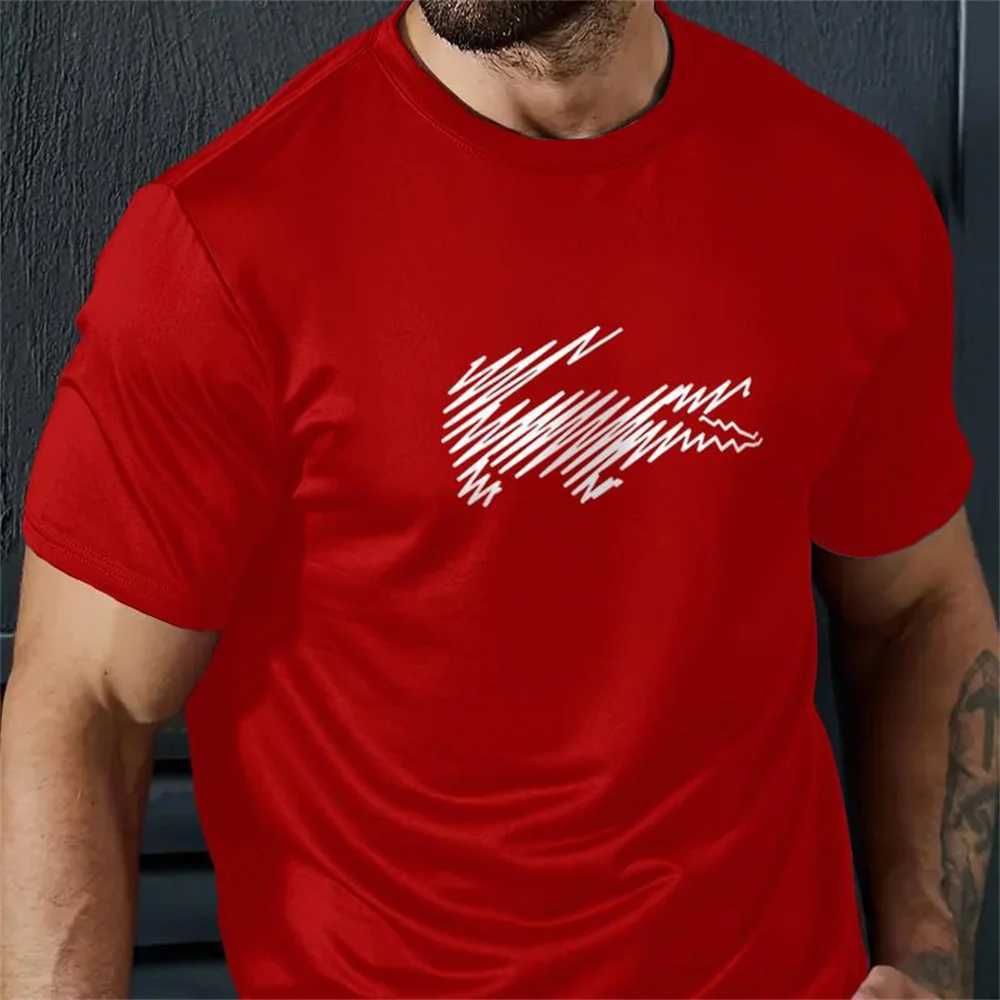 Casual mens T-shirt crocodile pattern T-shirt mens loose short sleeved T-shirt 3D printed T-shirt outdoor oversized mens clothingW240716