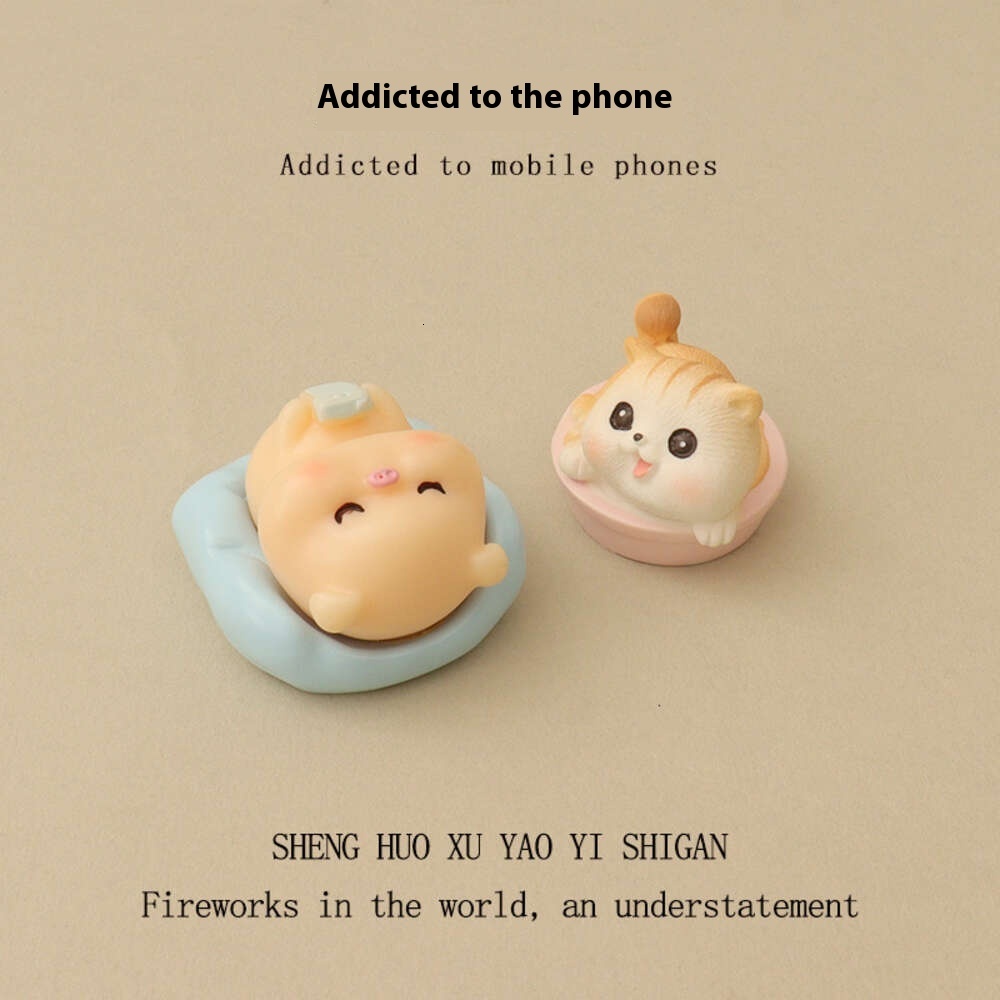 Creative Cartoon Mini Cute Play Mobile Pig Bathing Cat Micro Landscape Creating Animal Resin Accessories