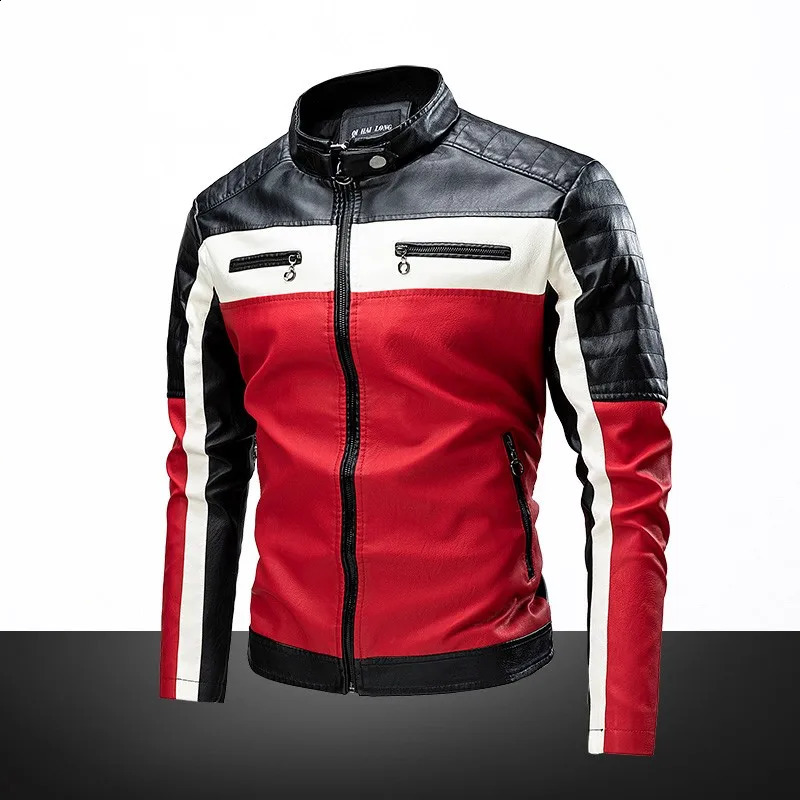 Mens Windproof Motorcycle Jacket Tight Casual Fashion Leather Jacket High Quality Men Clothing Motorcycle Leather Jacket 240822