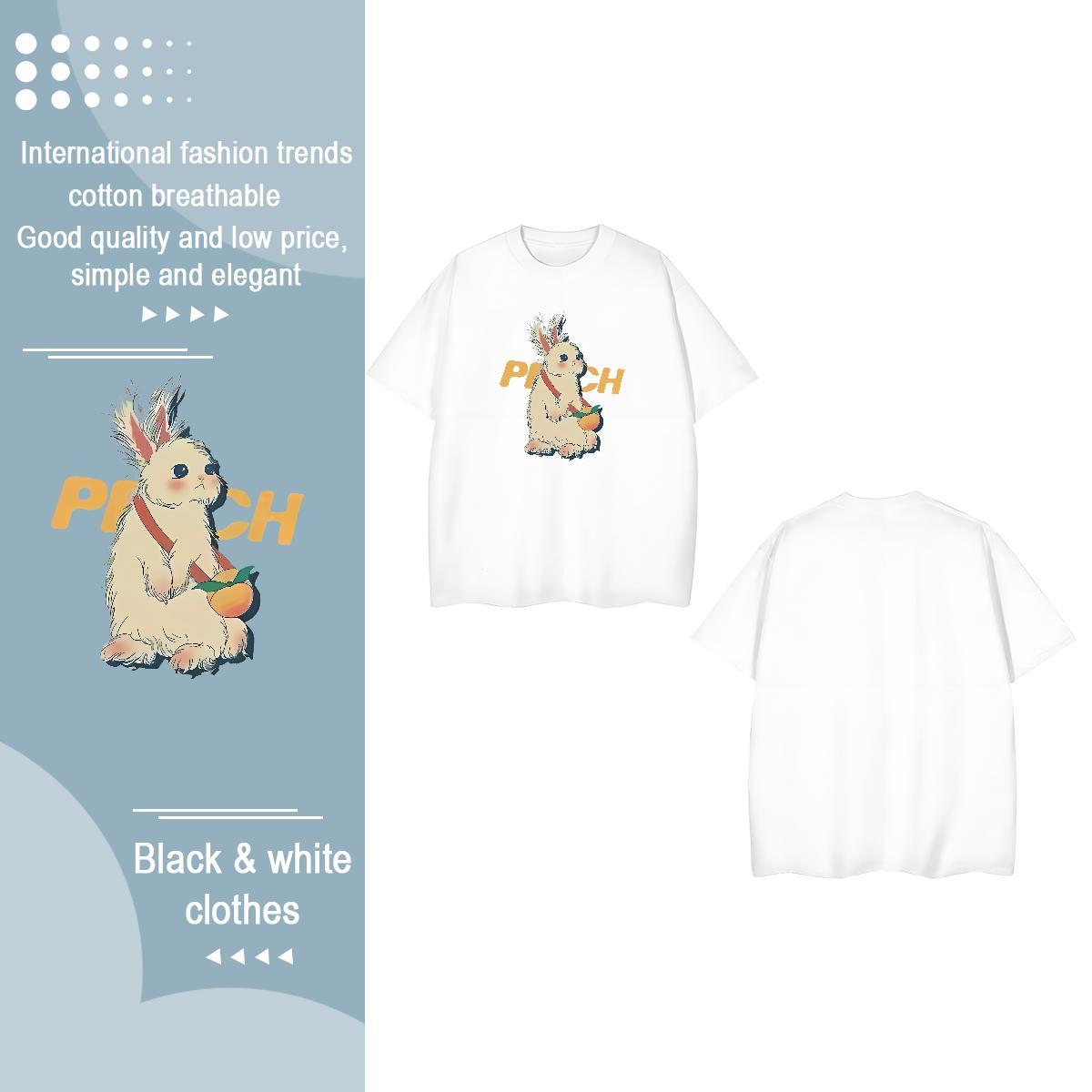 Fashion Womens T Shirts Breathable Crew Neck 230g Cotton Woman Tshirt Anime rabbit High Street Hip Hop Designer Nice Top Shirts