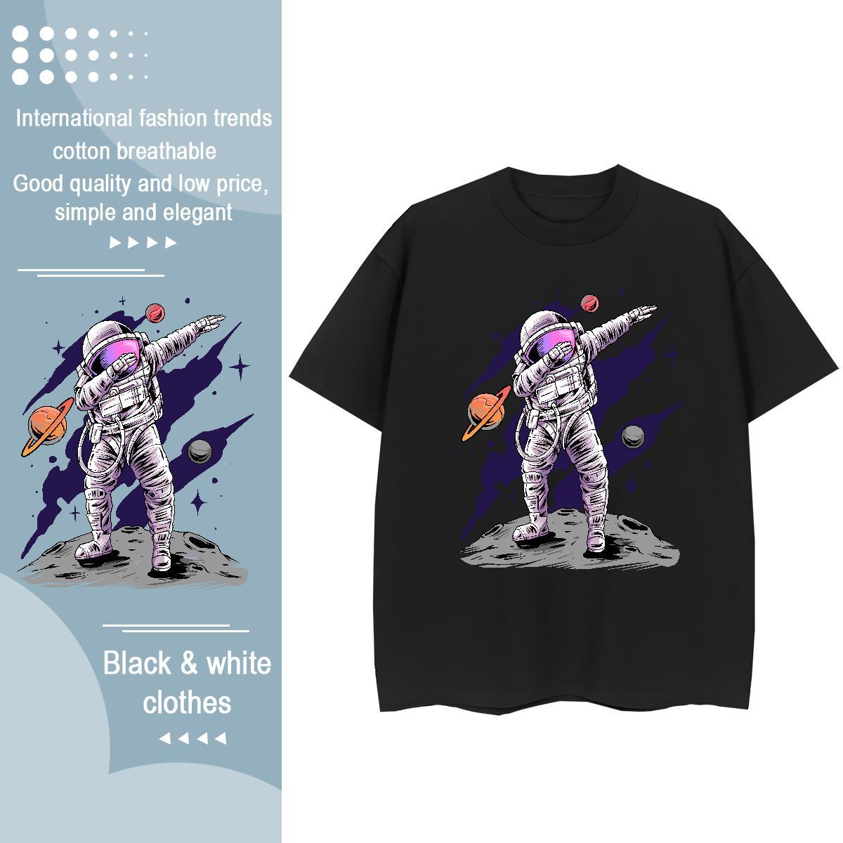 Popular Lady T shirt 230g 100% Cotton cosmonaut Summer Casual T Shirts Women Breathable Short Sleeve Anime Clothes