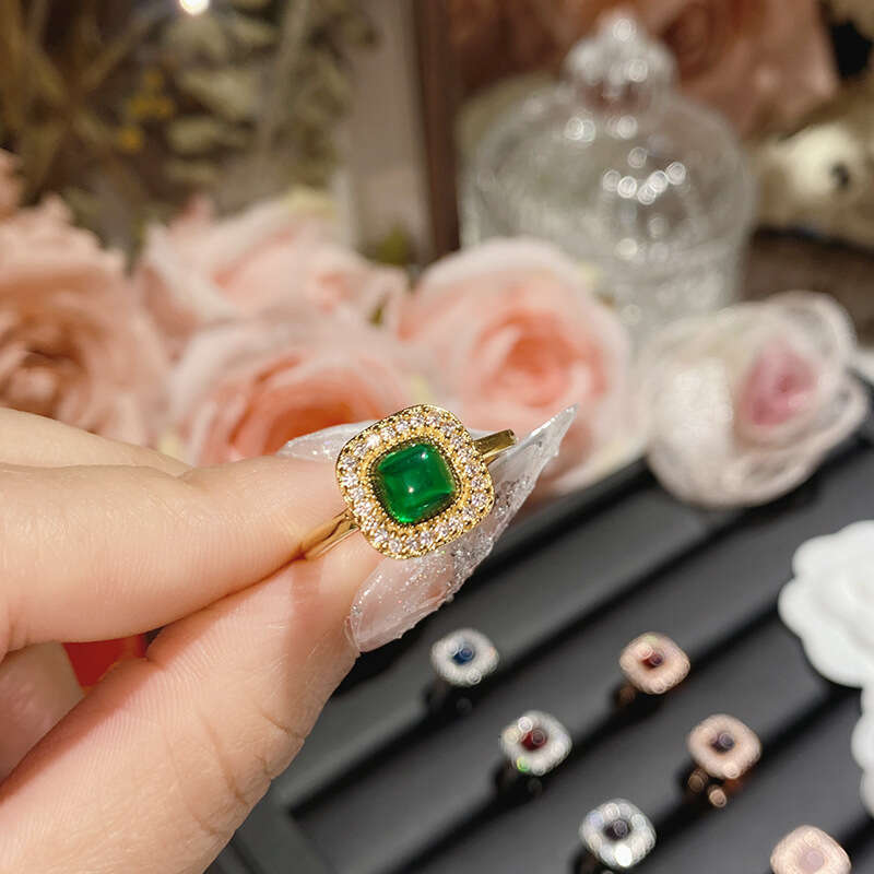 High-End Simple Candy Ring Women's Gold-Plated Zircon Stone Index Finger Ring