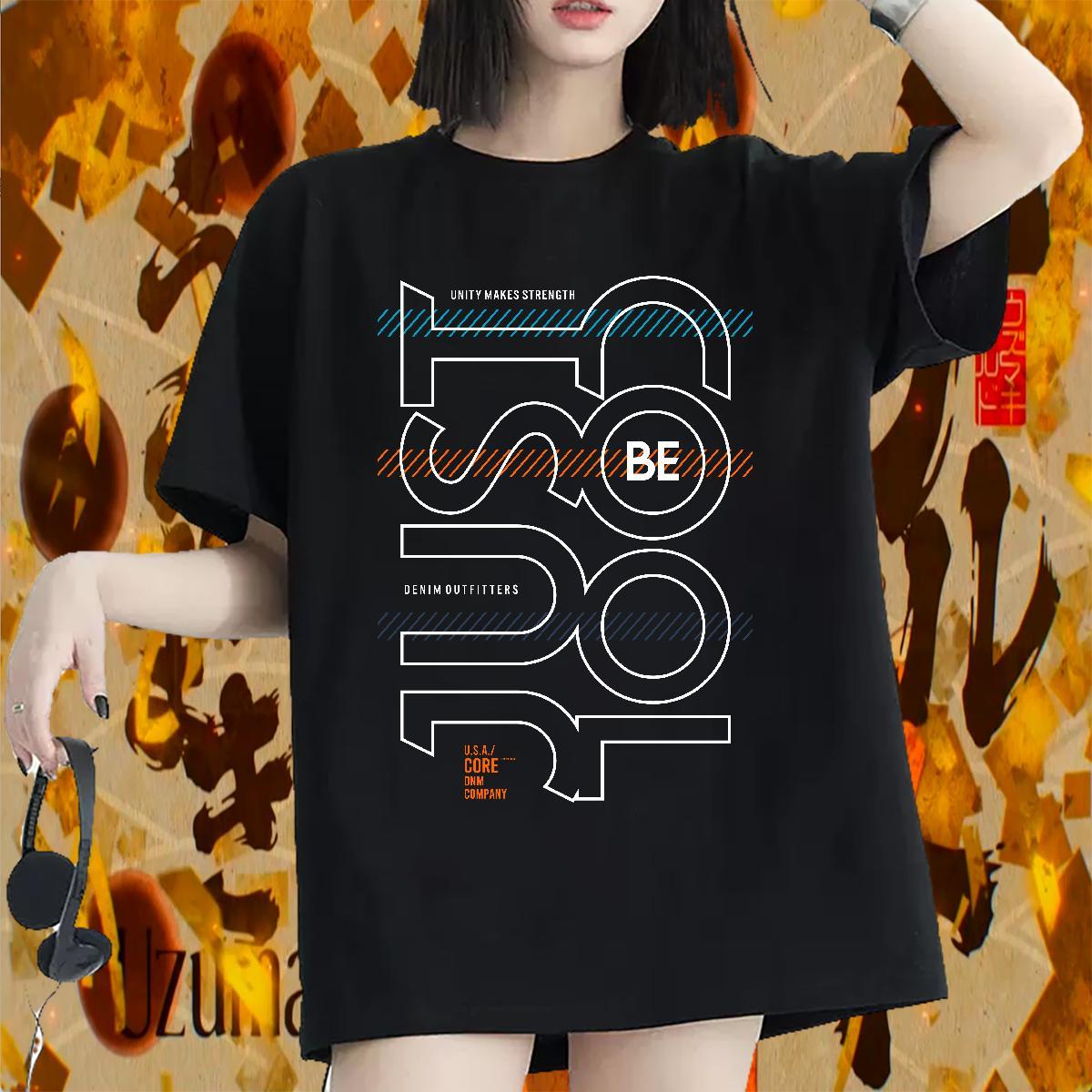 Nice Woman Tshirt 230g 100% Cotton number High Street Hip Hop T-Shirts Breathable Crew Neck White Plus Size Tops