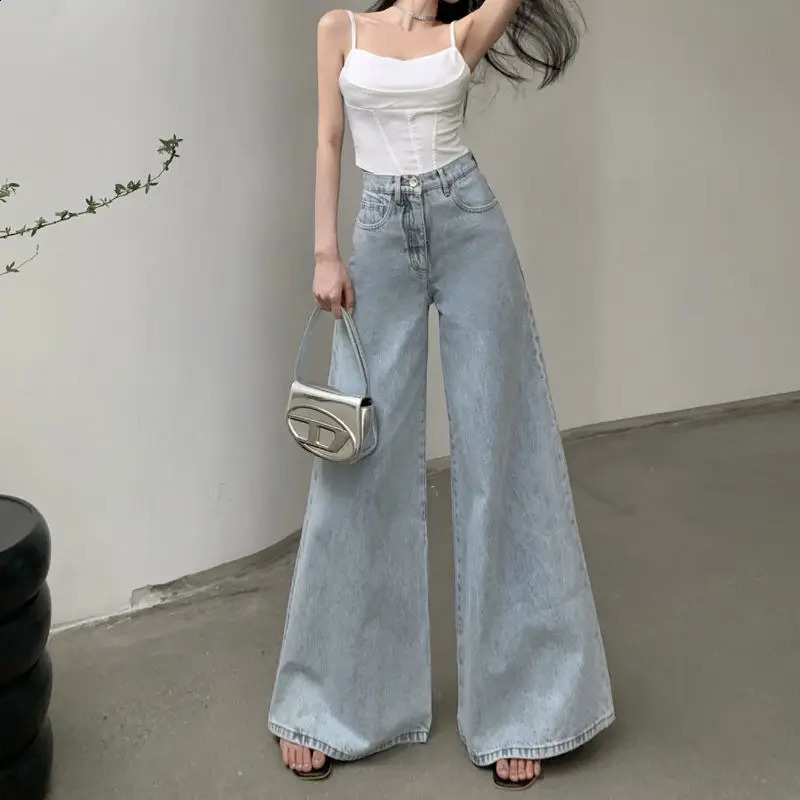 High Waisted Jeans Woman High Street Vintage Fashion Baggy Jeans Women Clothing Casual Wide Leg Women Jeans Pants 240821