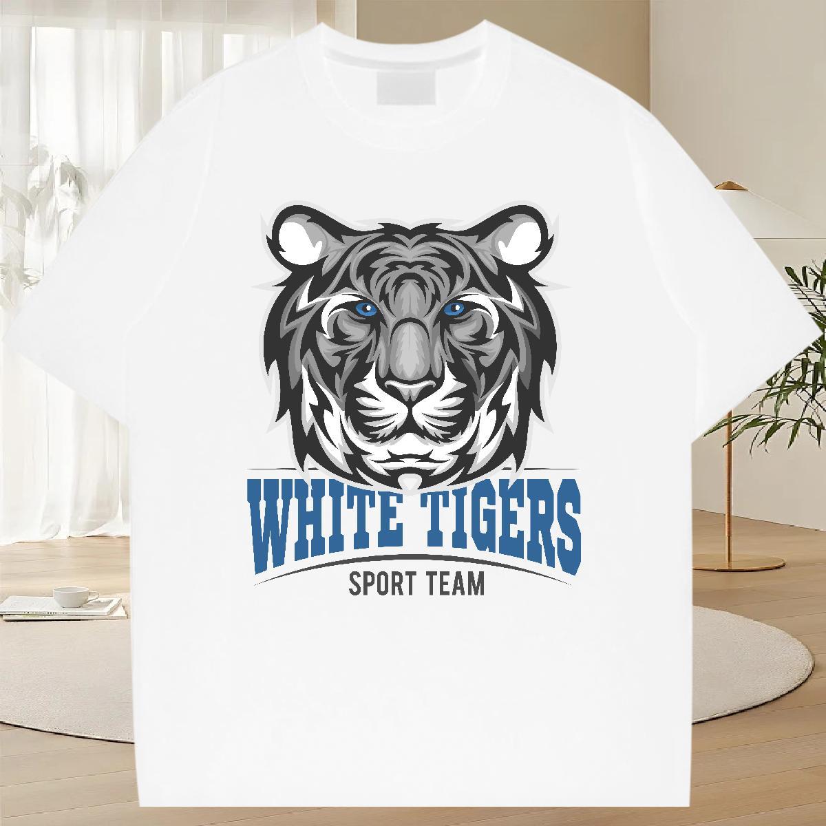 Soft Men Tees Spring Summer 100% Cotton 230g Anime Short Sleeve O-Neck tiger T Shirt For Man Designer Clothes