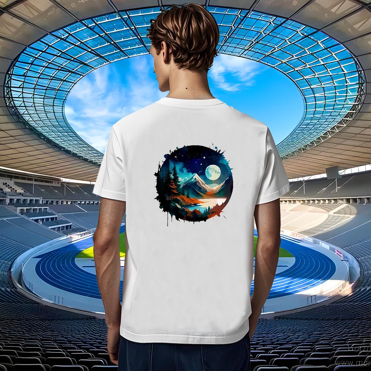 Popular Tshirt for Man Woman Street 100% Cotton 230g Oversized Breathable Crew Neck mountains Man T Shirts Brand Tee Shirt