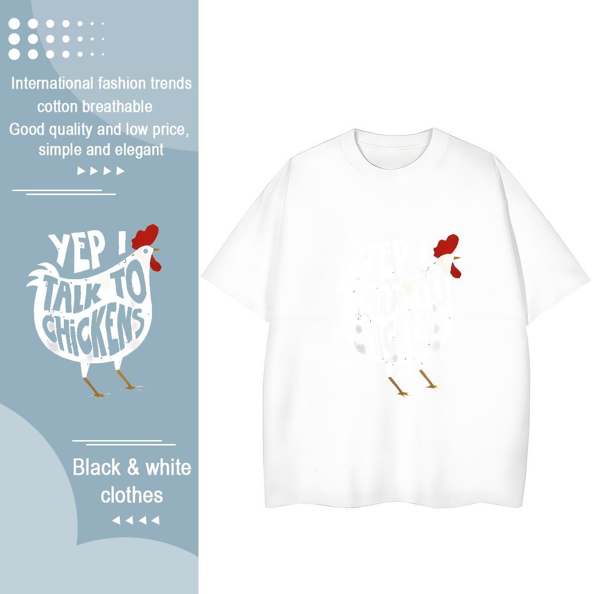 Brand T Shirts Women Breathable Soft 100% Cotton 230g Lady T shirt DIY Anime Printed chicken Home Outdoor Wholesale Tees