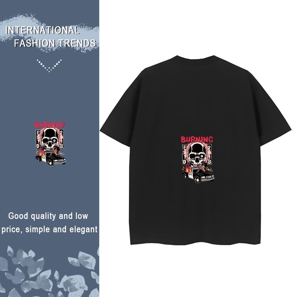 TOP Quality Woman T Shirts 230g Pure Cotton Breathable Soft Sports Casual skull Women Tshirts Loose Customized Print Tops Shirt