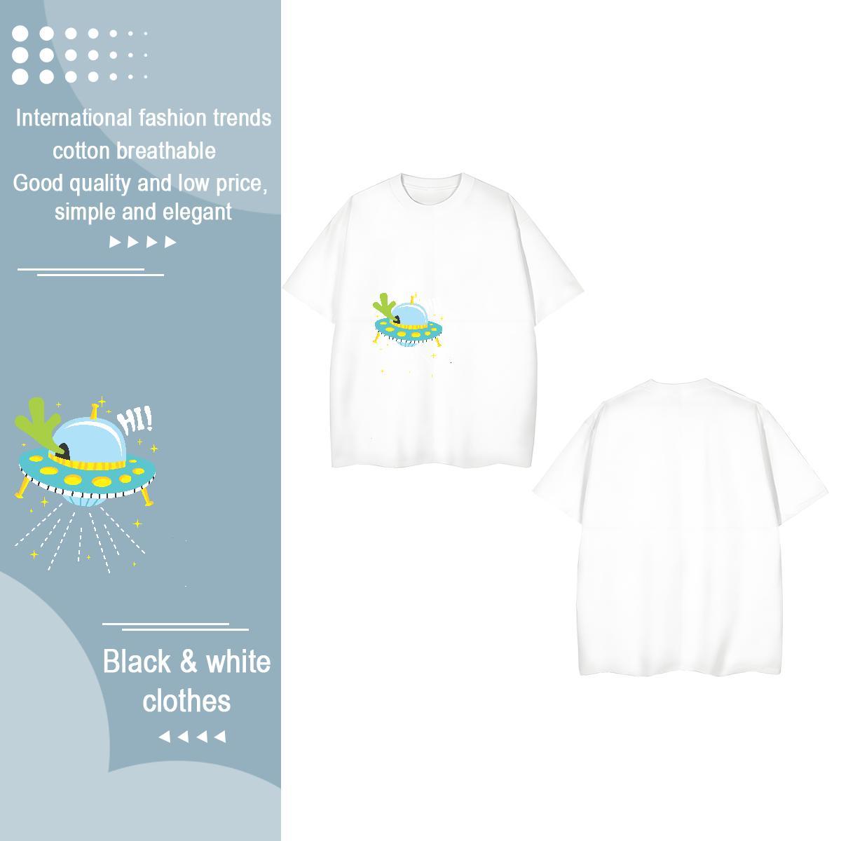 2024 DIY T Shirts Women Breathable Crew Neck 100% Cotton 230g Tshirt for Man Woman DIY Anime Printed ET Daily Outfit Comfortable Clothings