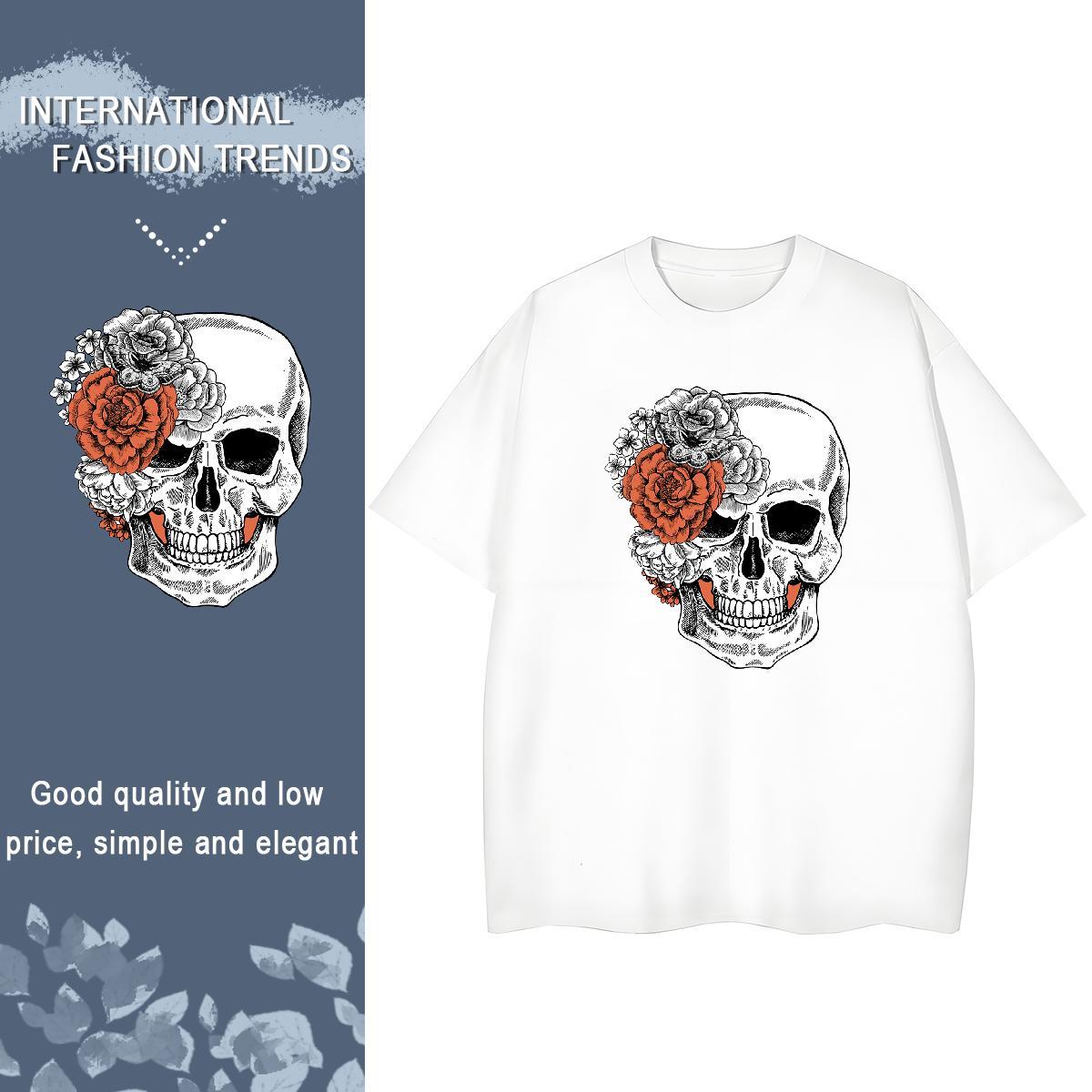 Designer T Shirt For Woman 100% Cotton 230g Short Sleeve O-Neck Sport flower Womens Tshirts Soft Skull Tops