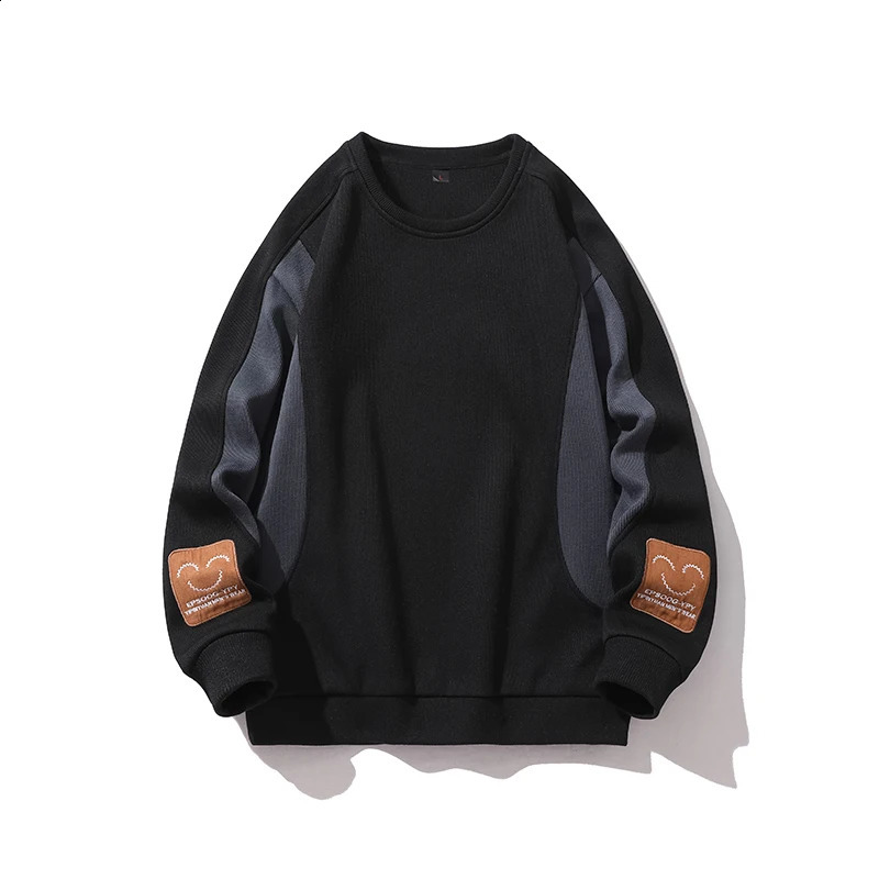Mens smiling face embroidered decorative sportswear winter work collar long sleeved floral casual mens skin friendly 240821