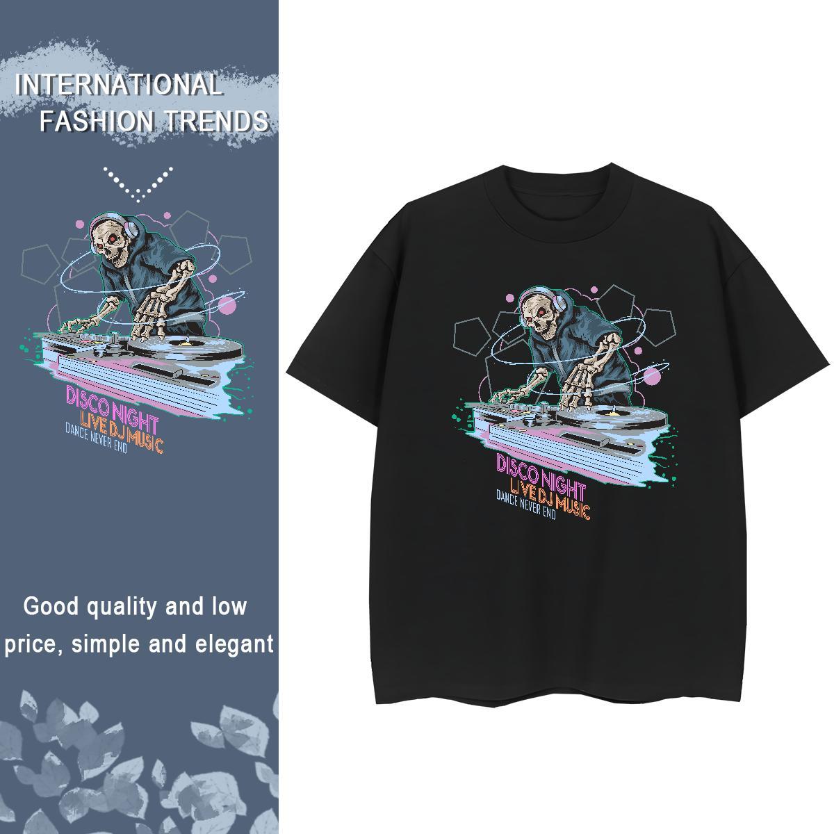 DIY T-Shirts 230g Cotton Breathable Crew Neck High Street Hip Hop skull Couples T Shirts Wholesale Graphic Top Shirts