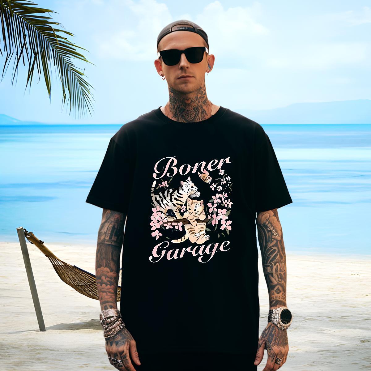 Soft T Shirts Men cat Short Sleeve O-Neck Daily Outfit White Plus Size 230g Cotton Men Clothes T-Shirt New Arrival Top Tees