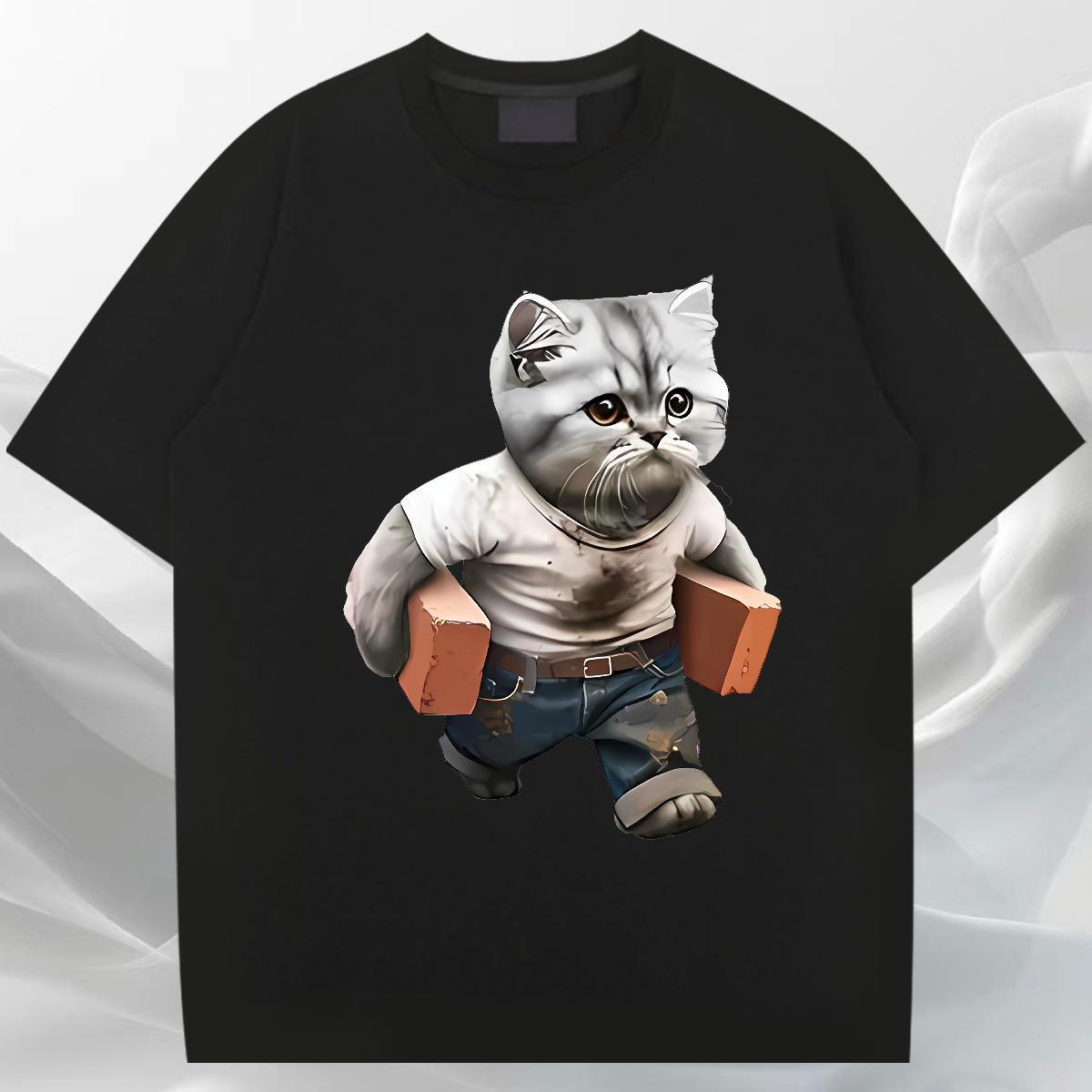 Comfortable Men Tops Tees Daily Wear 230g 100% Cotton Custom Printing Breathable Crew Neck cat Men T Shirts New Designer Clothings