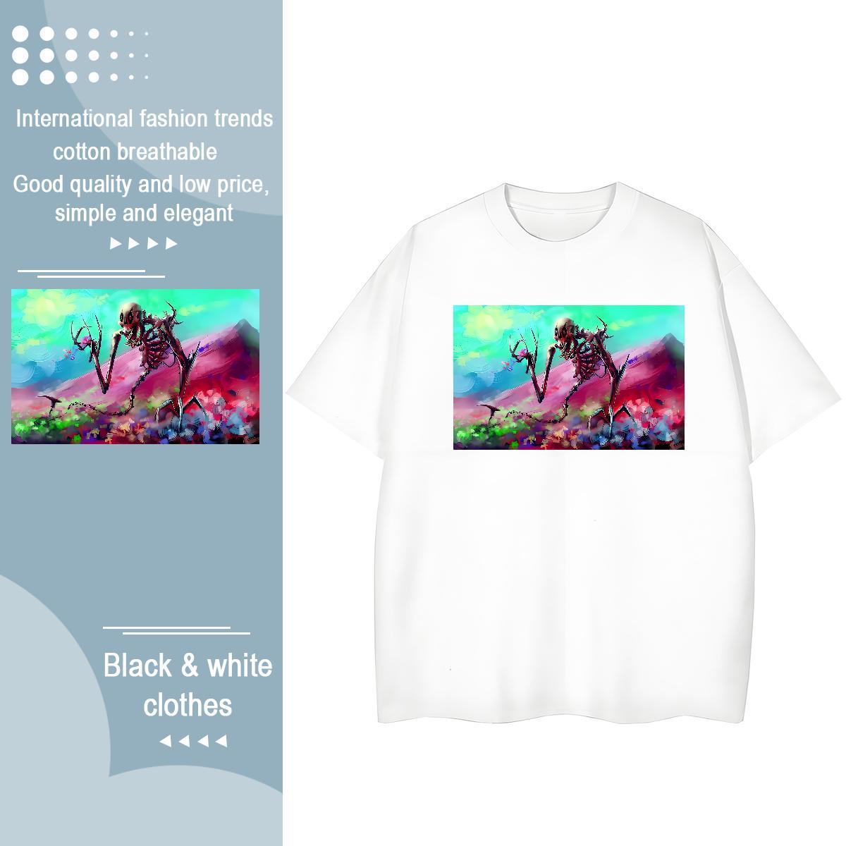 2024 Designer T Shirt For Woman 230g 100% Cotton O Neck Short Sleeves Sports Casual skull Couples T Shirts Popular Black Oversized Tees Shirts