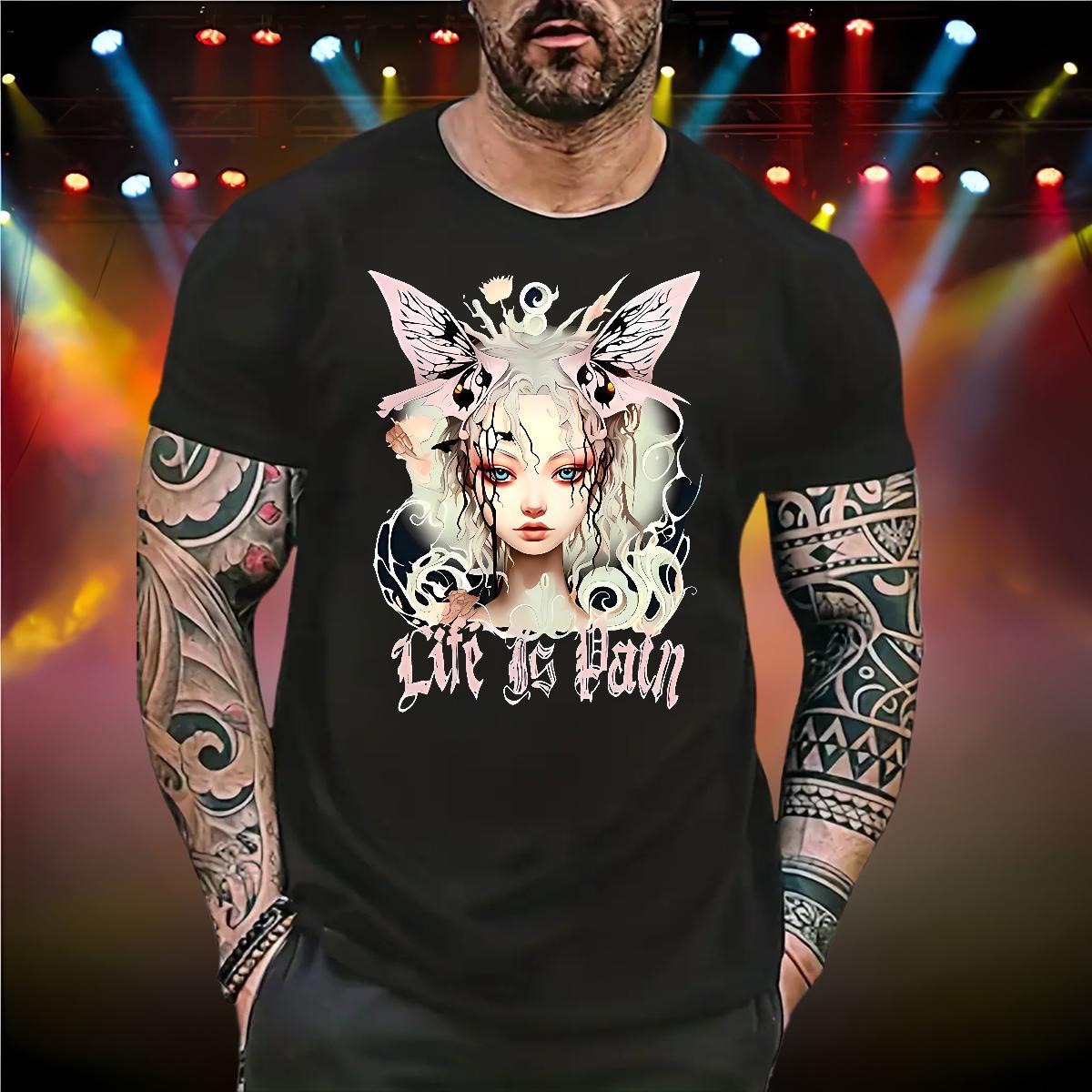 Cool Design Butterfly Girl Man T Shirts Anime Printing Street Men Tops Tees 230g 100% Cotton Fashion Casual Breathable DIY Printed Clothings