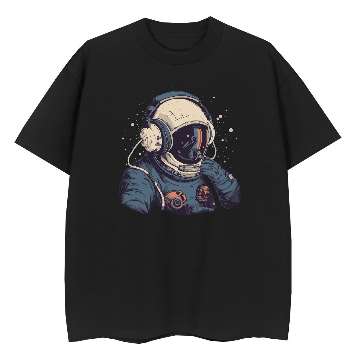 Loose Tshirt for Man Woman 100% Cotton 230g cosmonaut Daily Outfit T Shirts Women Short Sleeve O-Neck Anime Print Tees Shirts