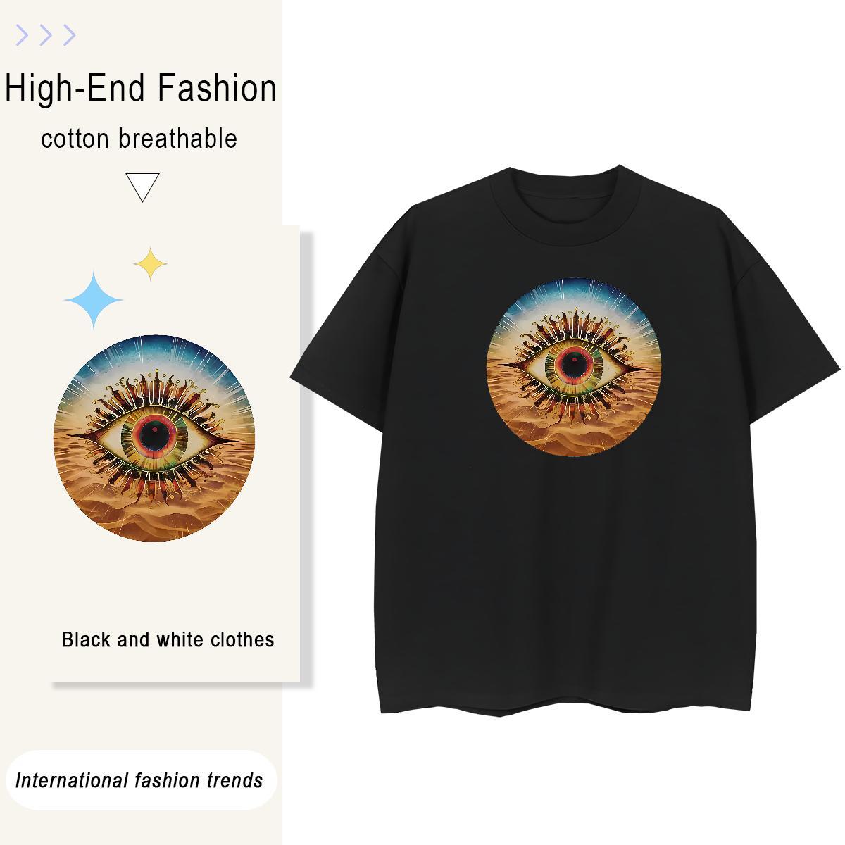 Casual New Womens T Shirts 230g Cotton Comfortable Casual Sport eyes Lady T shirt Popular Plus Size Cartoon Tops Shirt