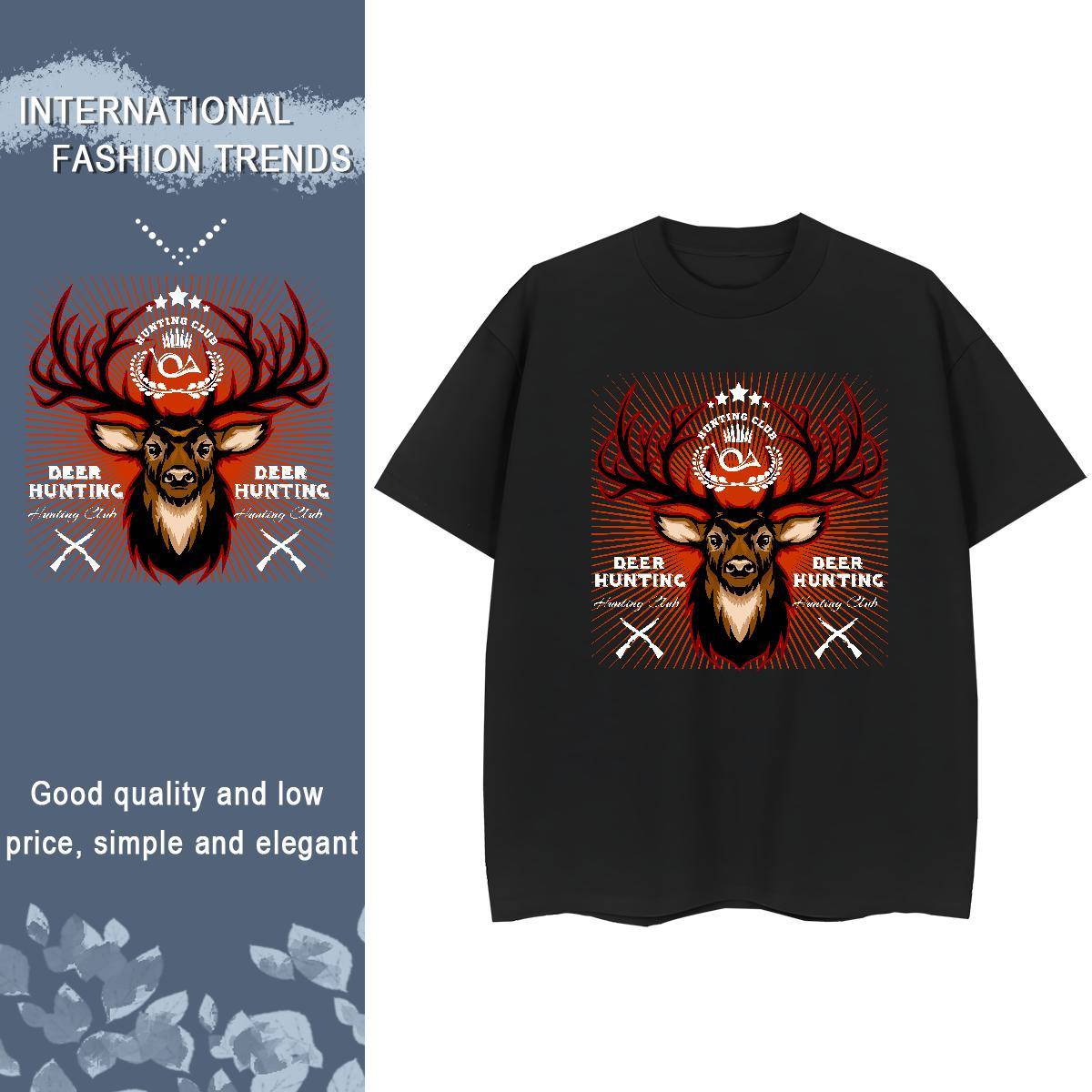 Fashion T-Shirts for Women Breathable 230g Pure Cotton Unisex Tshirts Anime Oversized deer Sports Casual Lady Top Tees