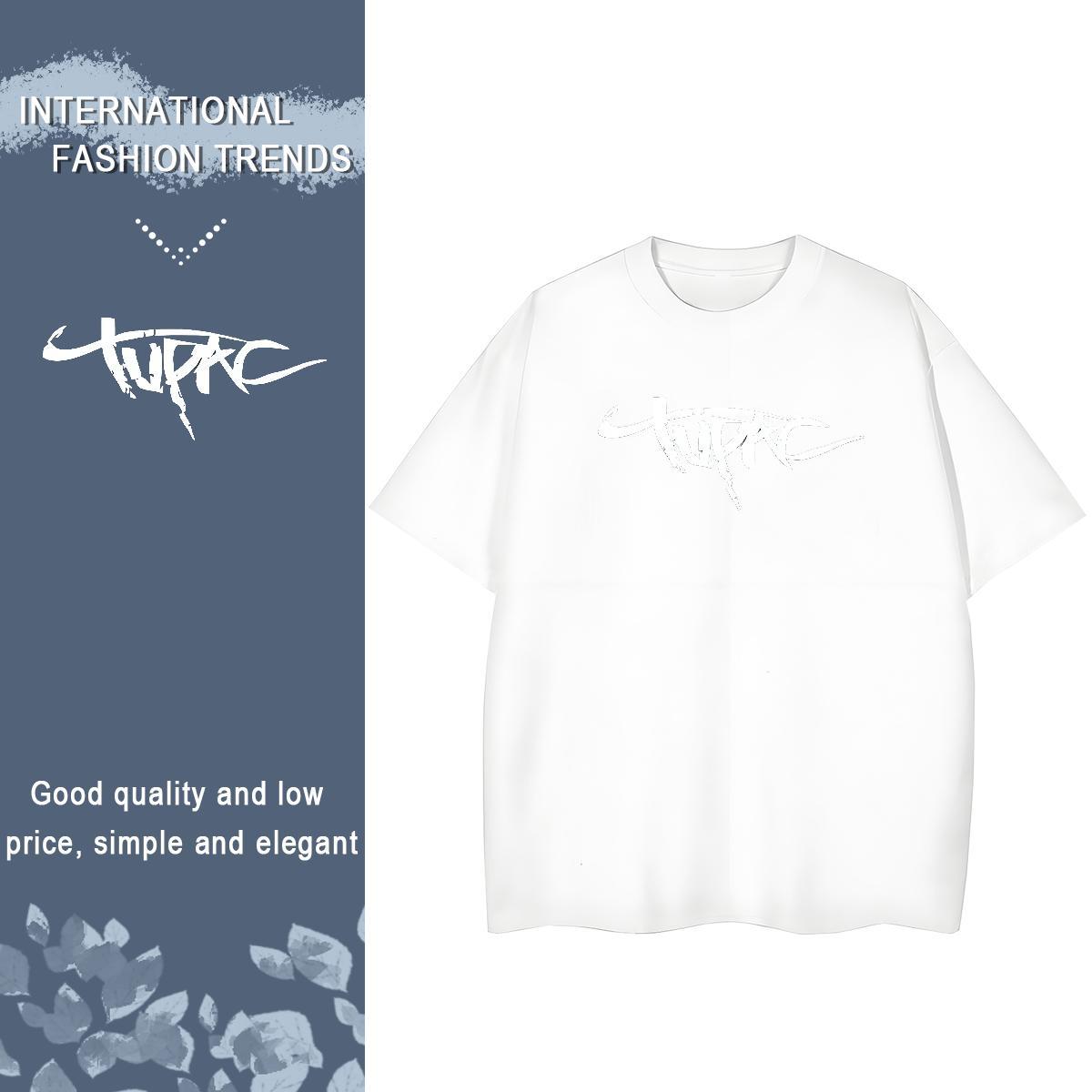 Loose fit Women Tees 230g Cotton letter Street T shirt O-Neck Short Sleeve Custom Print Plus Size Clothes