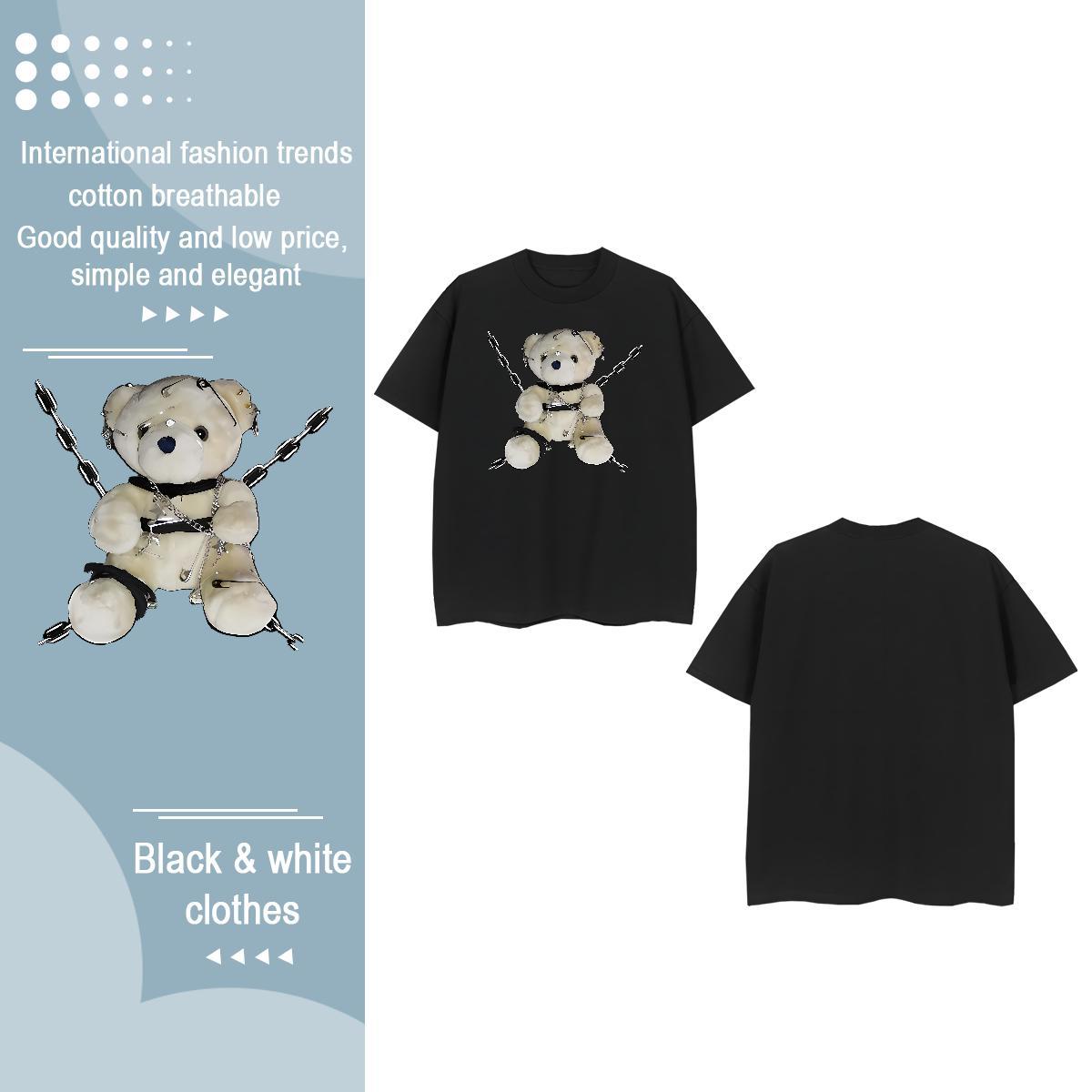 Fashion Casual Woman T Shirts Breathable Crew Neck 230g 100% Cotton Womens Tshirts Graphic bear Outdoor 5A Tops Shirt