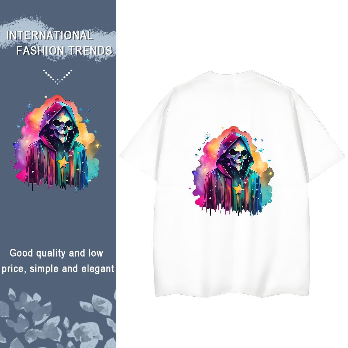 DIY T shirt 230g Cotton Short sleeve Soft Street Casual skull Couples T Shirts Loose fit Custom Printed Top Tees