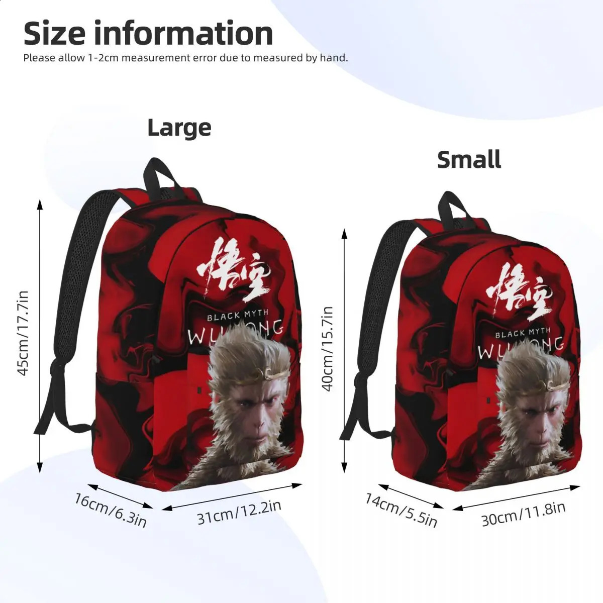 Stunning retro washable personalized black mythological martial arts Rucksack kindergarten gifts for weekend picnics 240822