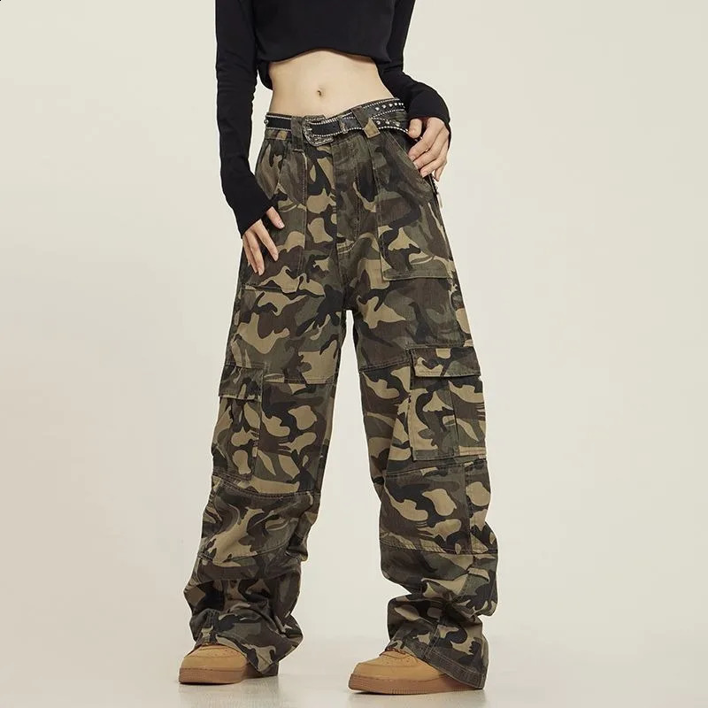 Deeptown Harajuku Camouflage Cargo Pants Womens Grunge Baggy American Retro Y2k Trouser Loose Autumn Korean Fashion Aesthetics 240821