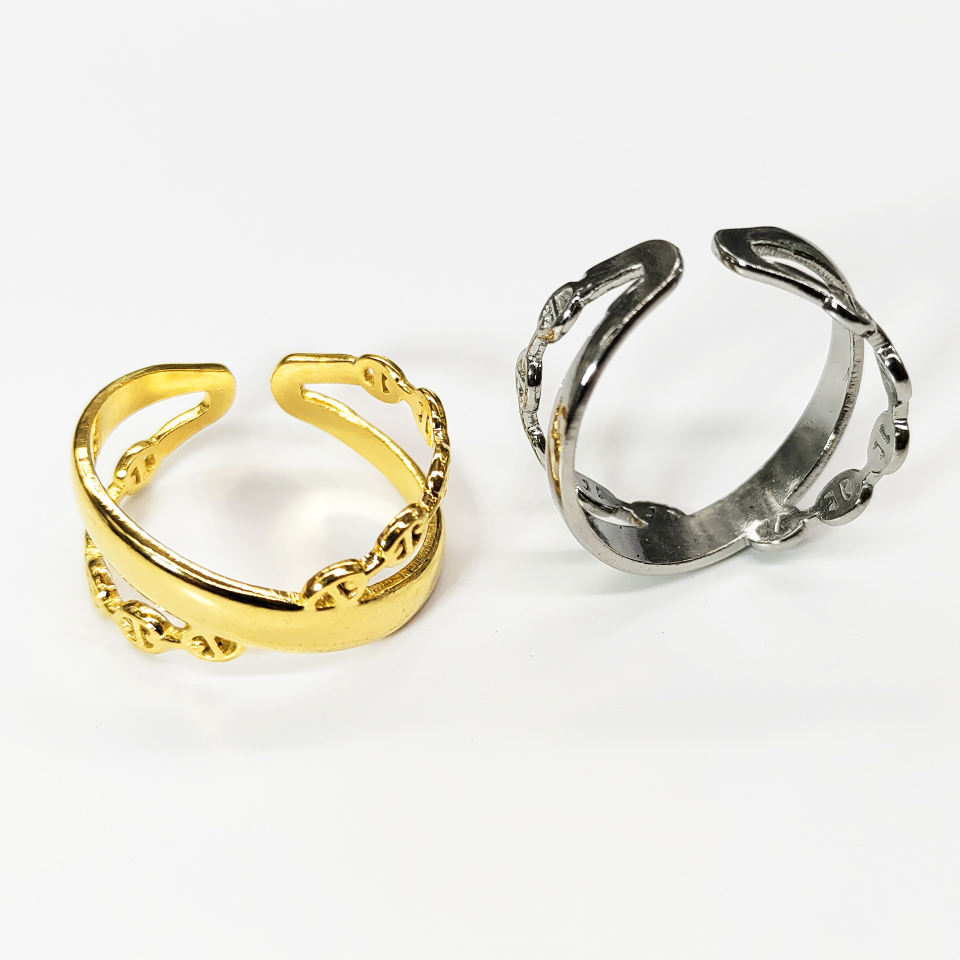 Adjustable opening, niche titanium steel ring, women's cross chain, stainless steel
