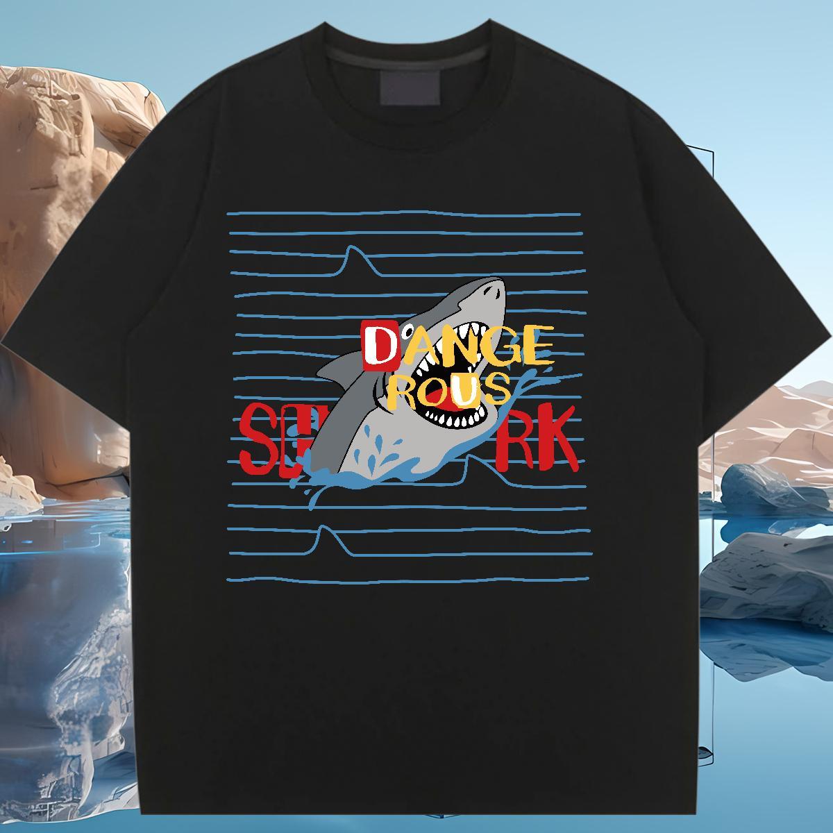 Designer T shirt Breathable 230g 100% Cotton Women Tshirts Graphic shark Street Brand Tee Shirt