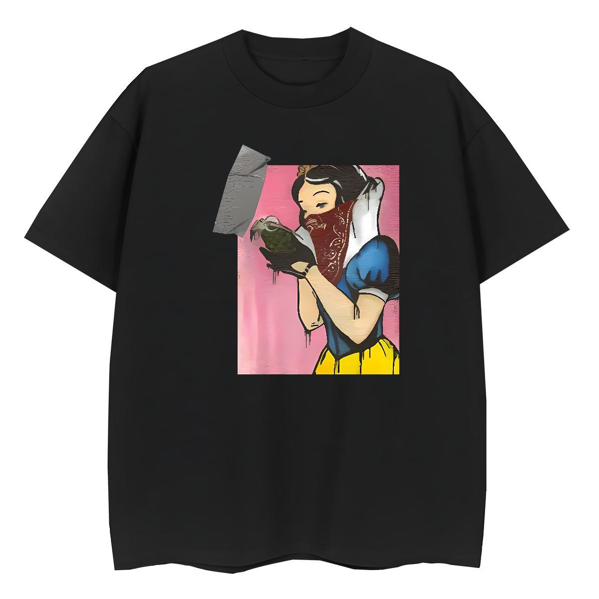 Nice Womens Tshirts 230g Pure Cotton Animated characters Street Casual Womens T Shirts Crew Neck Anime Print Polos