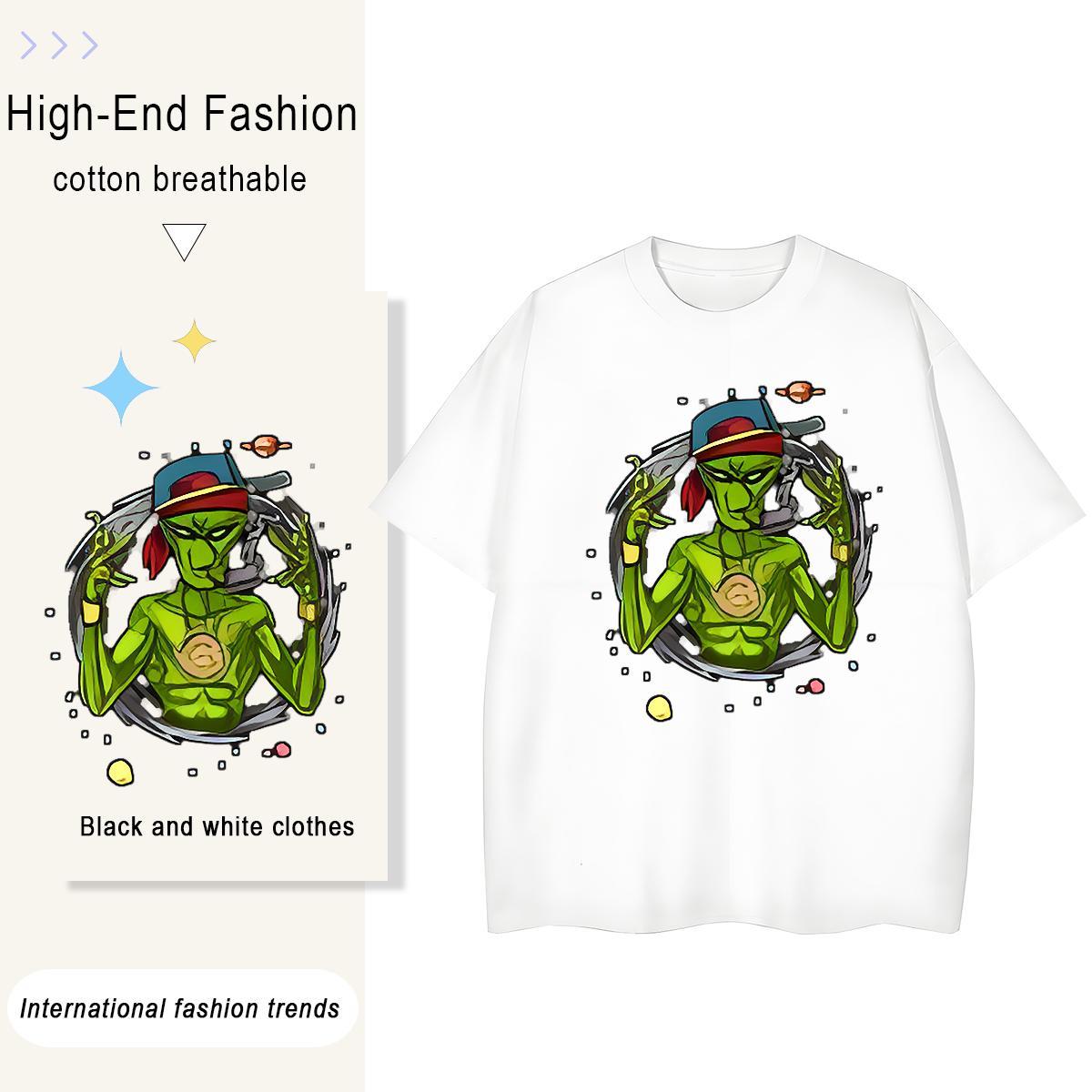 Designer Womens Tshirts 230g 100% Cotton Animated characters Casual T shirt Breathable Short Sleeve DIY Printed Tees