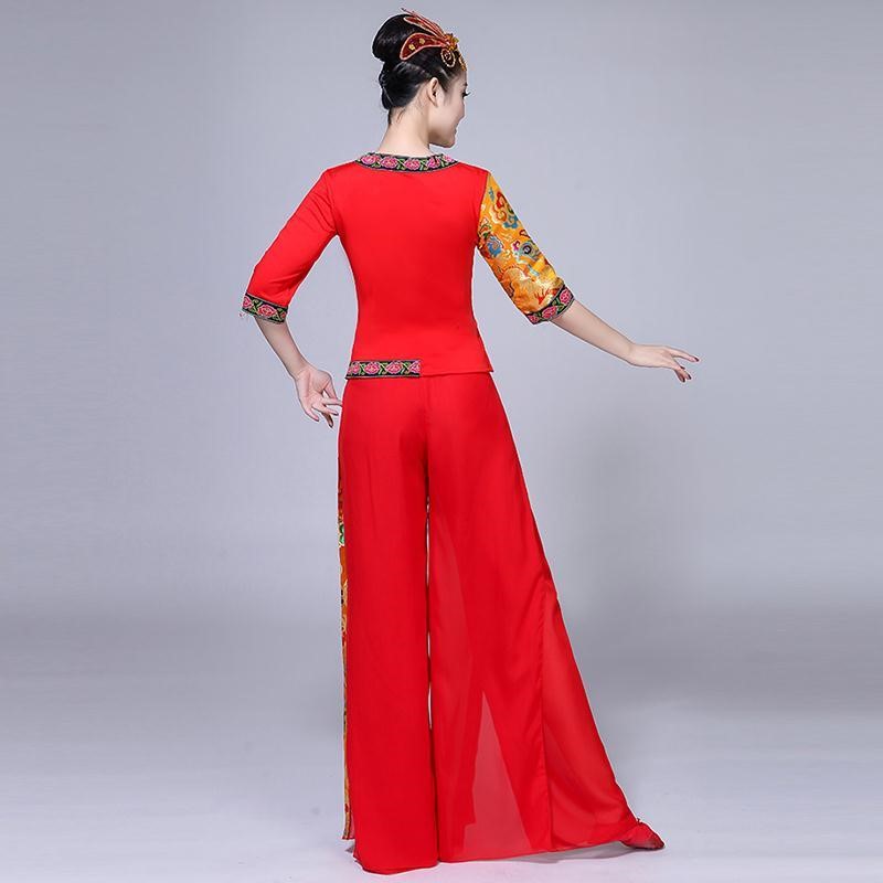Women Classic Yangko Dance wear red lantern Dance Dress Ancient Chinese National clothes Chinese New Year festival Dance Costume