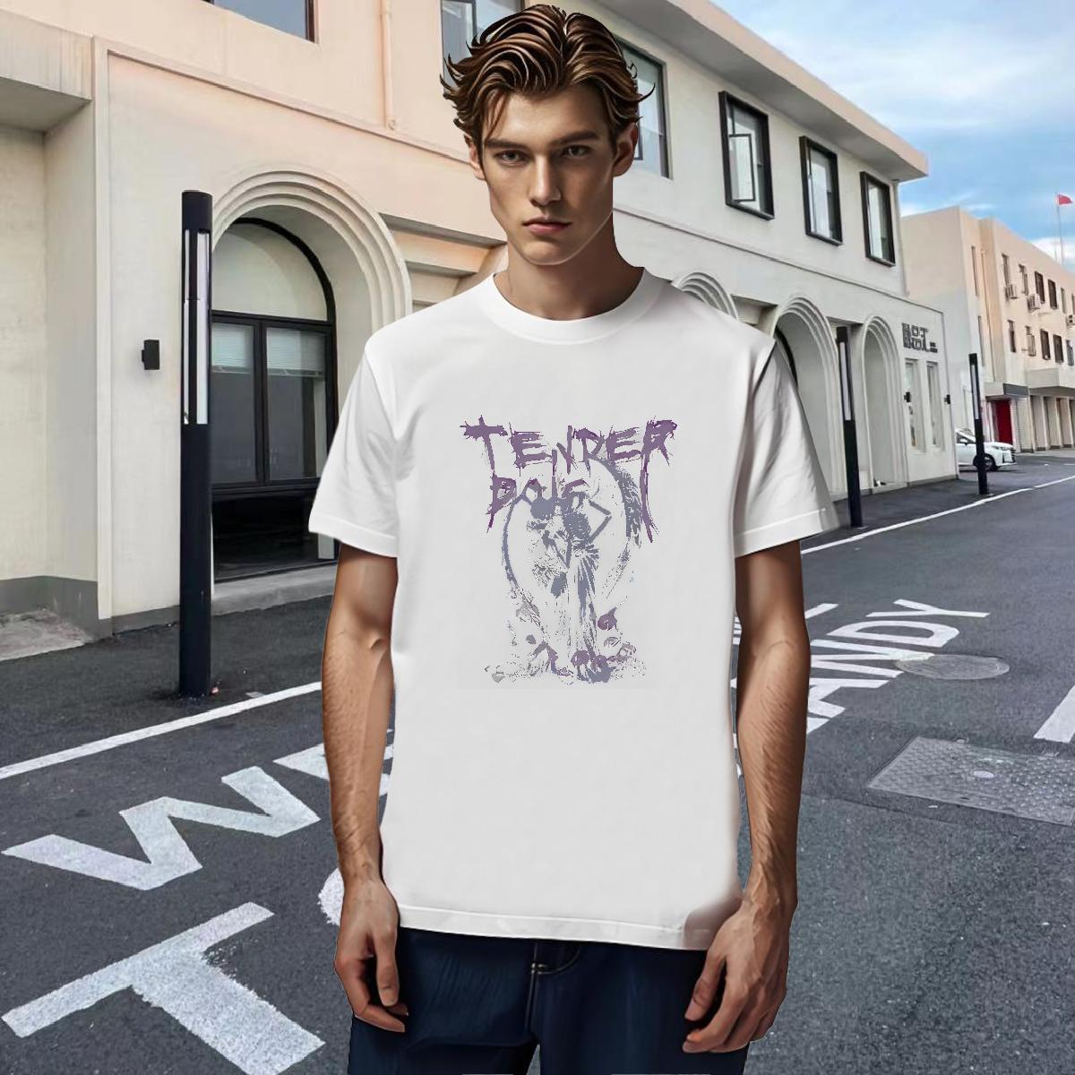 Popular Couples T Shirts Street Casual 230g Cotton DIY Logo Oversized Crew Neck Breathable skull T-Shirts for Men Factory Direct Tops Shirt
