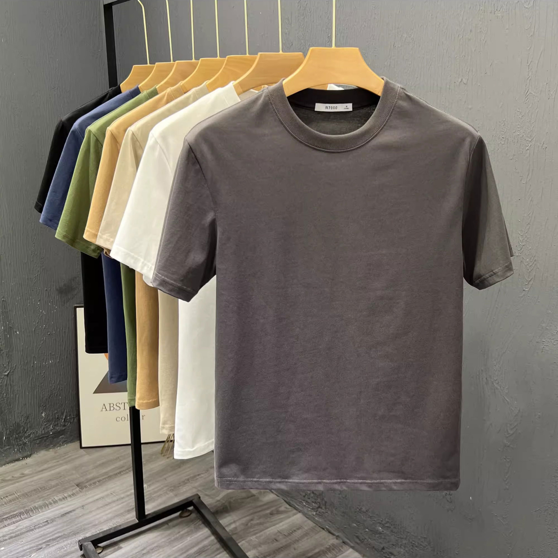 New Short Sleeved T-shirt Mens Round Neck Short Sleeved Mens Summer Trendy Style t Versatile Top Interwoven T-shirt Top