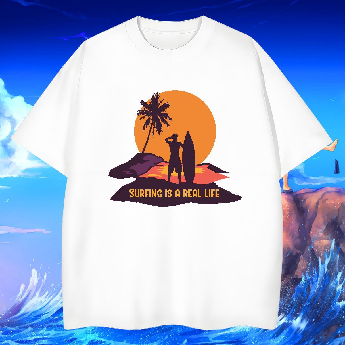 Loose Men Tops Tees Casual 230g Pure Cotton Custom Print Plus Size Breathable Short Sleeve beach T Shirts Men 2024 Designer Tshirts