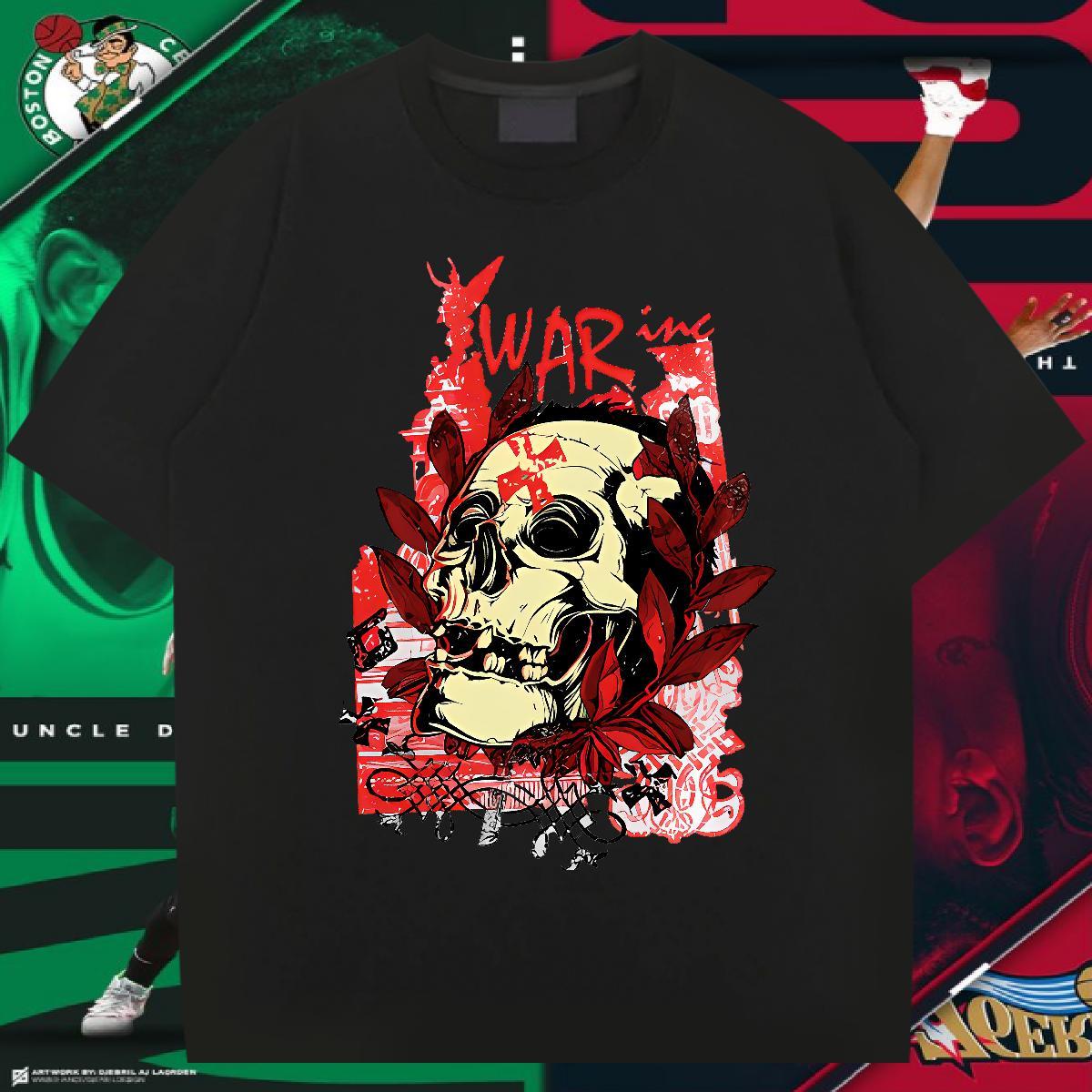 Free Shipping Anime Printing Street Men Tops Tees scary Breathable Short Sleeve 100% Cotton 230g Man T Shirts Brand Plus Size Cartoon Polos
